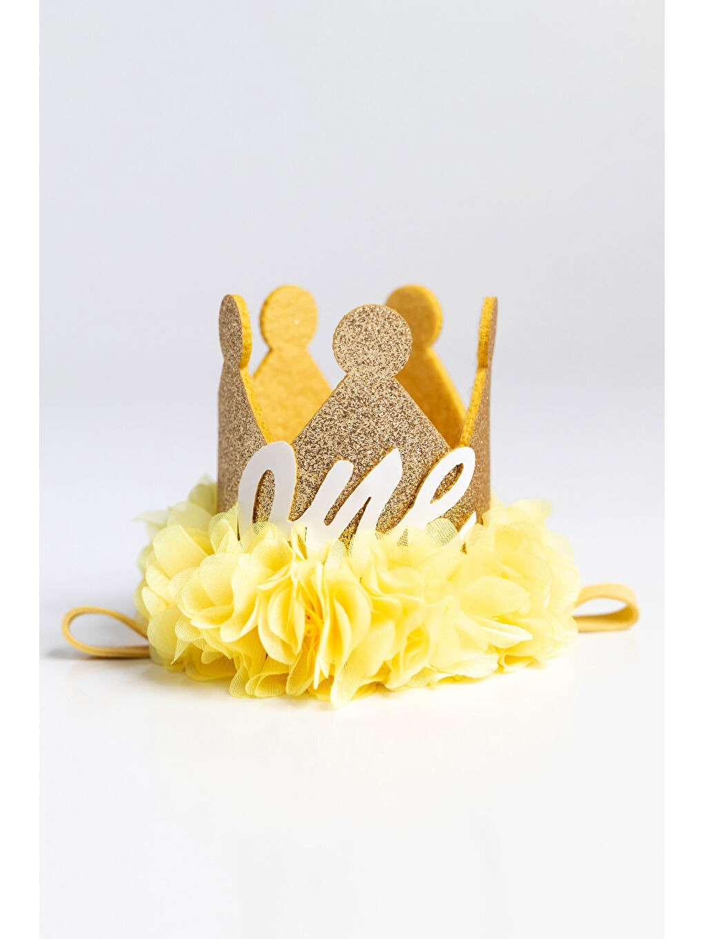 Sarı 1 Yaş Kraliçe Doğum Günü Tacı