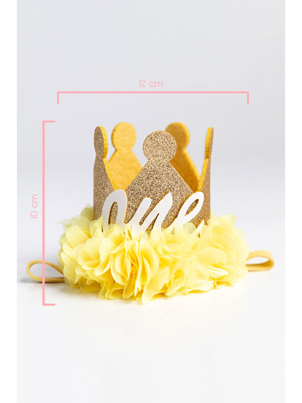 Sarı 1 Yaş Kraliçe Doğum Günü Tacı-2