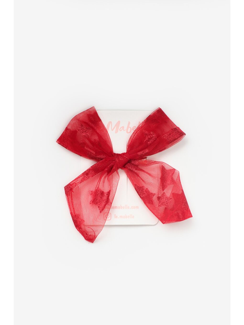 Kırmızı Simli Yıldızlı Tül Kız Çocuk Klips Toka-1