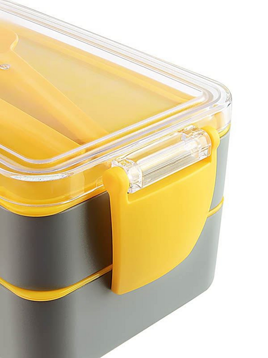 Go İki Bölmeli Kilitli Beslenme Kabı Detoks Diyet Spor Saklama Kabı 900ml Gri-1