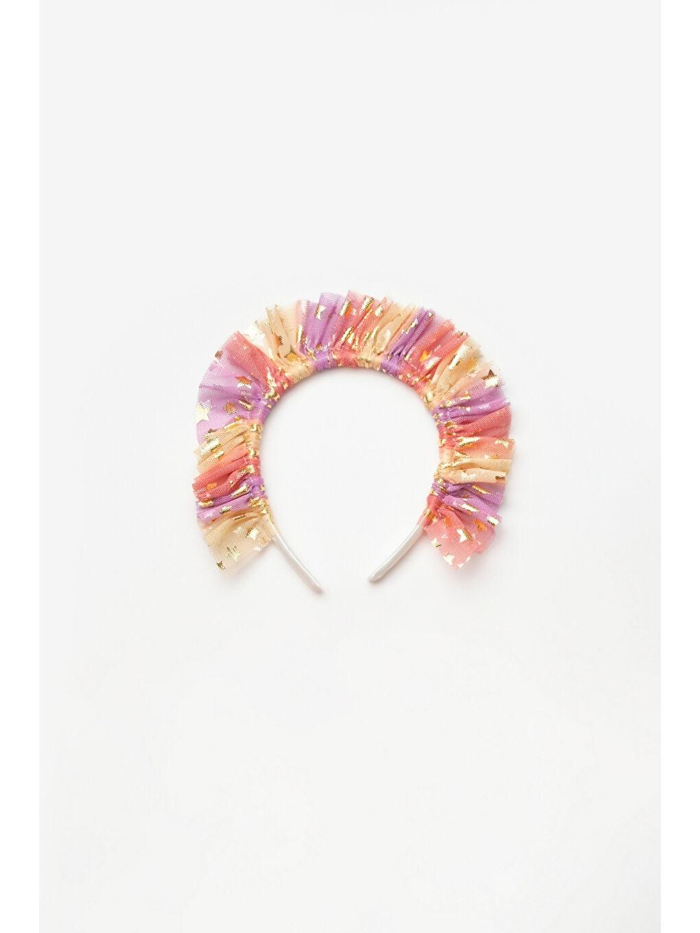 Sarı Üzeri Yıldızlı Kız Çocuk Tül Taç