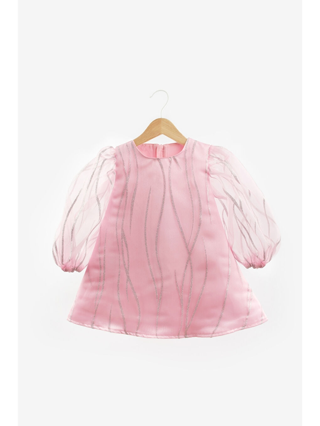 Pembe Sim Detaylı Kız Çocuk Elbise - Corrine-3