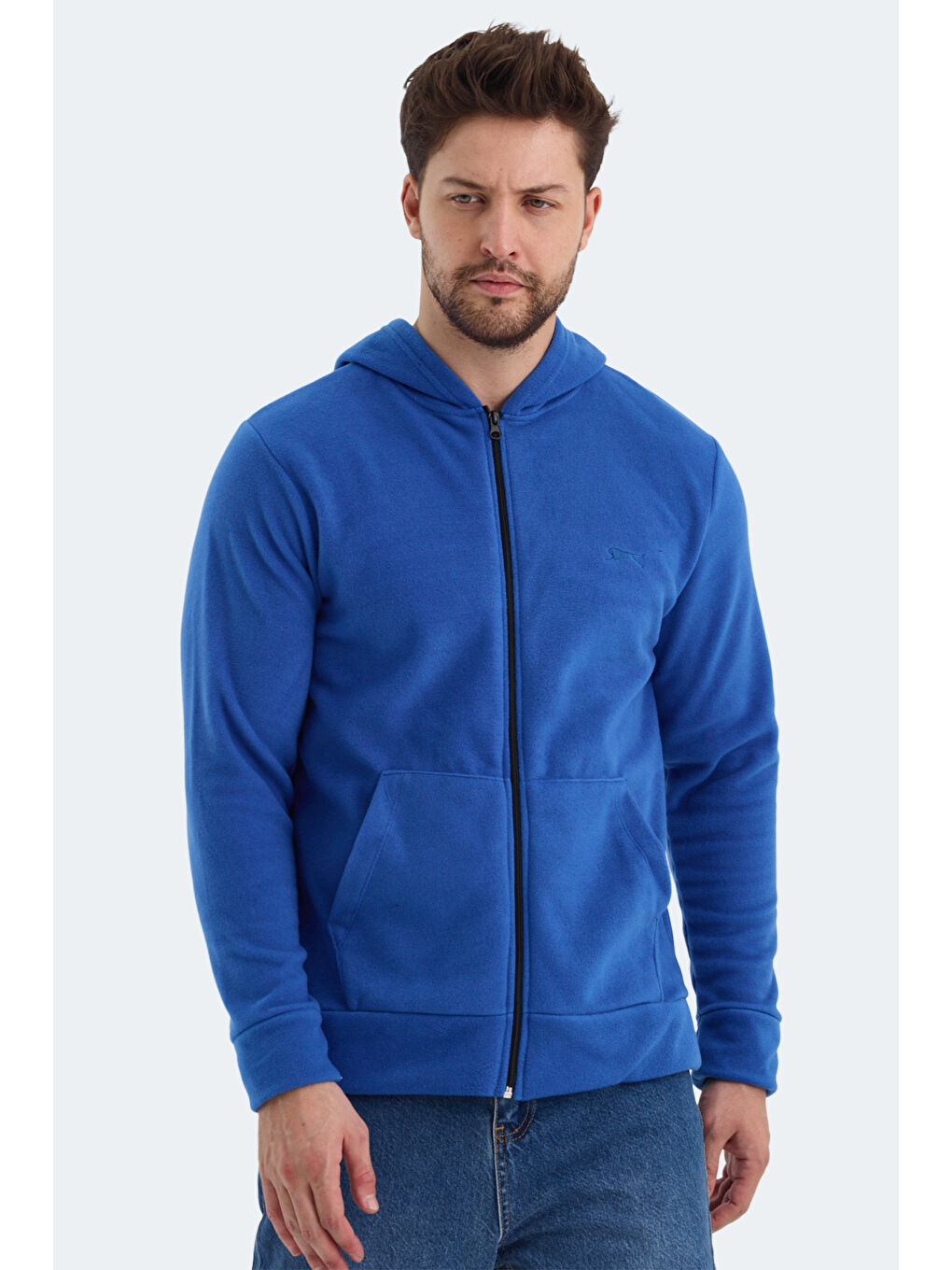 SLAZENGER SAMSON Erkek Fermuarlı Sweatshirt Saks Mavi