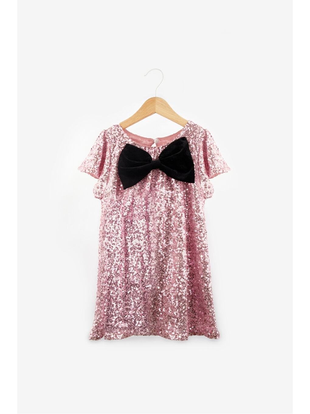 Pembe Pullu Fiyonk Detaylı Kız Çocuk Elbise - Rhea-4