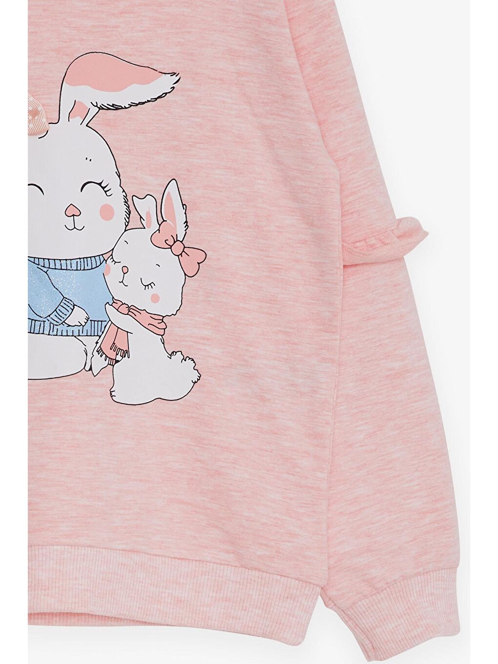 Pembe Kız Çocuk Sweatshirt Tavşancık Baskılı Somon Melanj (1.5-5 Yaş)-3