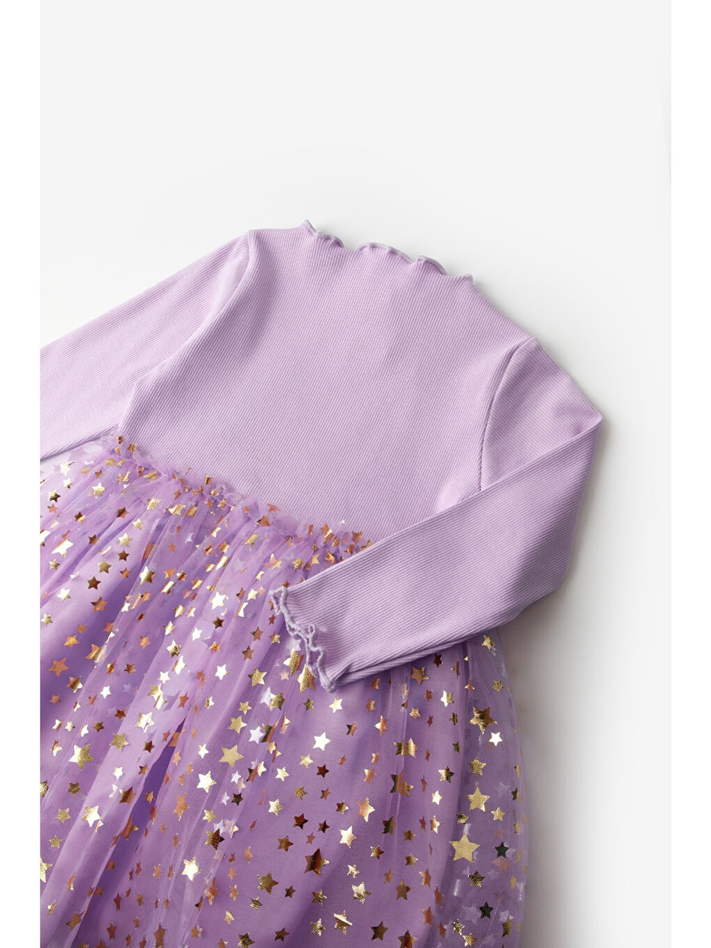 Lila Yıldız Baskılı Tül Etekli Kız Çocuk Elbise - Karen-6