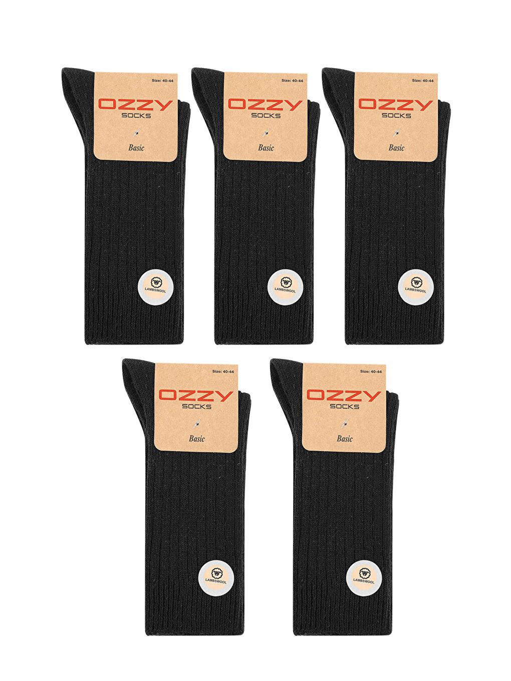 OZZY SOCKS Siyah 5 Çift Kışlık Erkek Lambswool Yünlü Uyku Çorabı Soft Touch