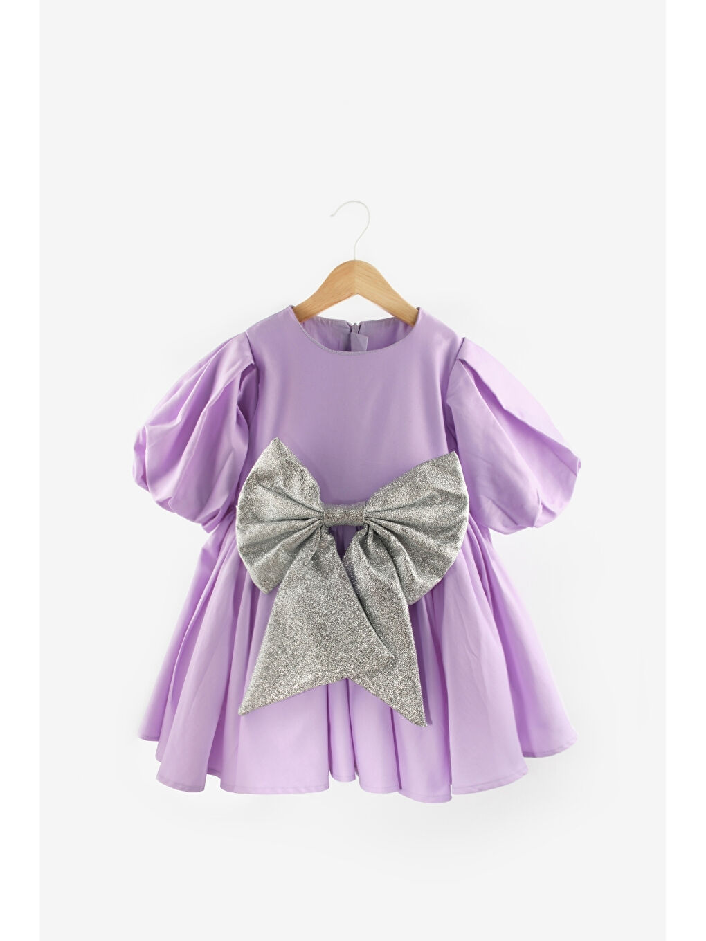 Lila Dev Fiyonk Detaylı Kız Çocuk Elbise - Celine-4
