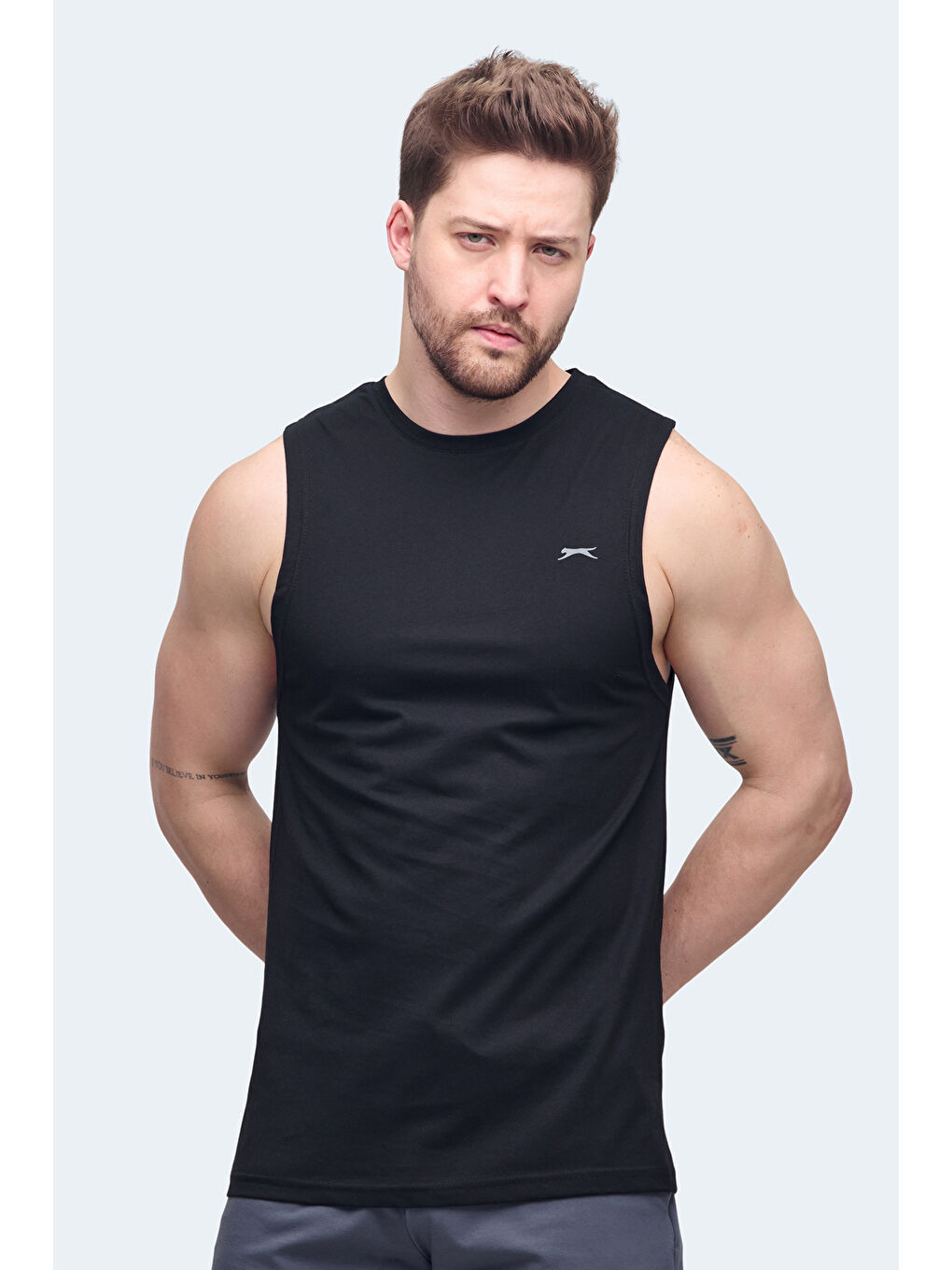 VIZON Erkek Kolsuz Tişört Siyah