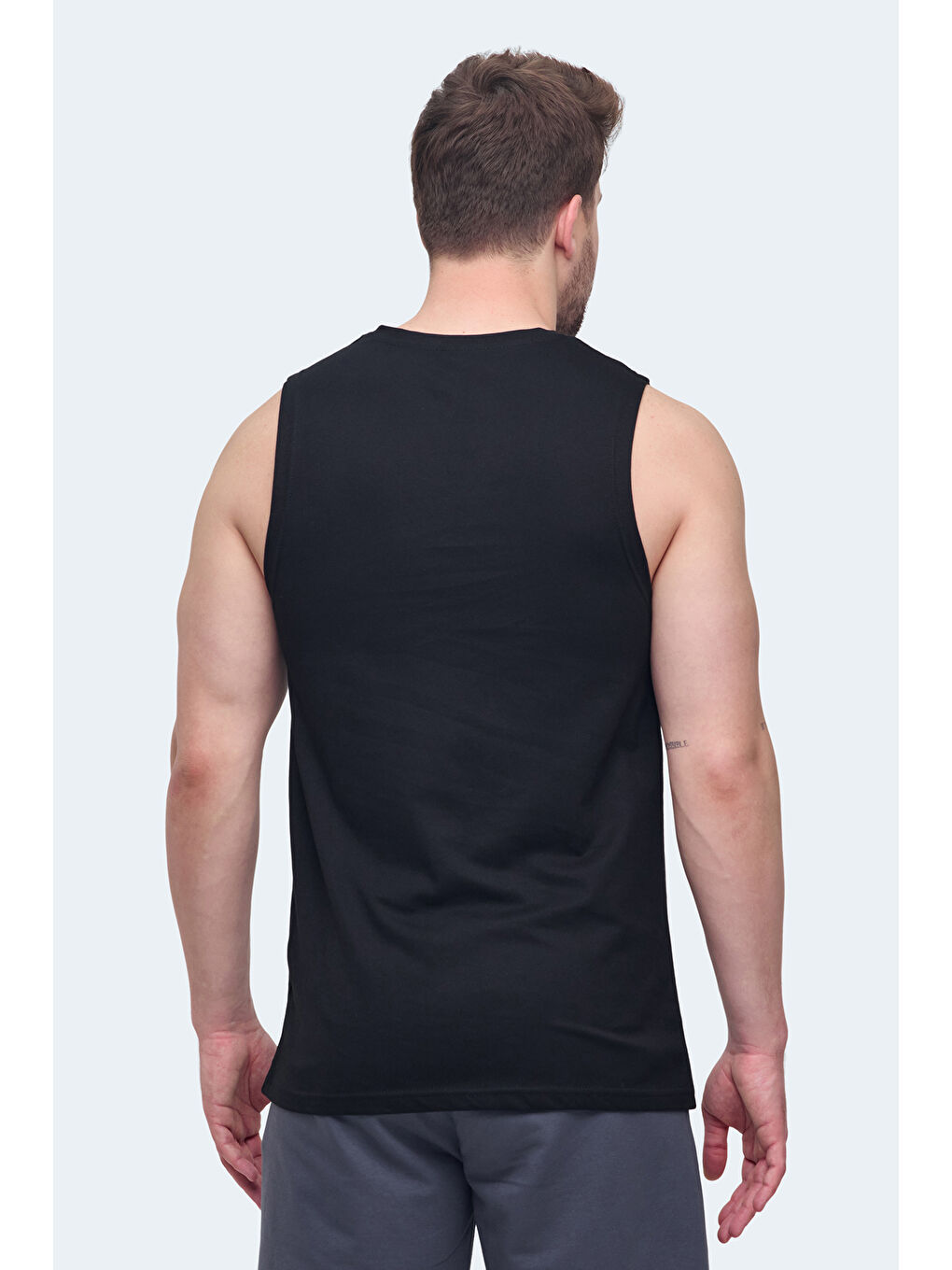 VIZON Erkek Kolsuz Tişört Siyah-1