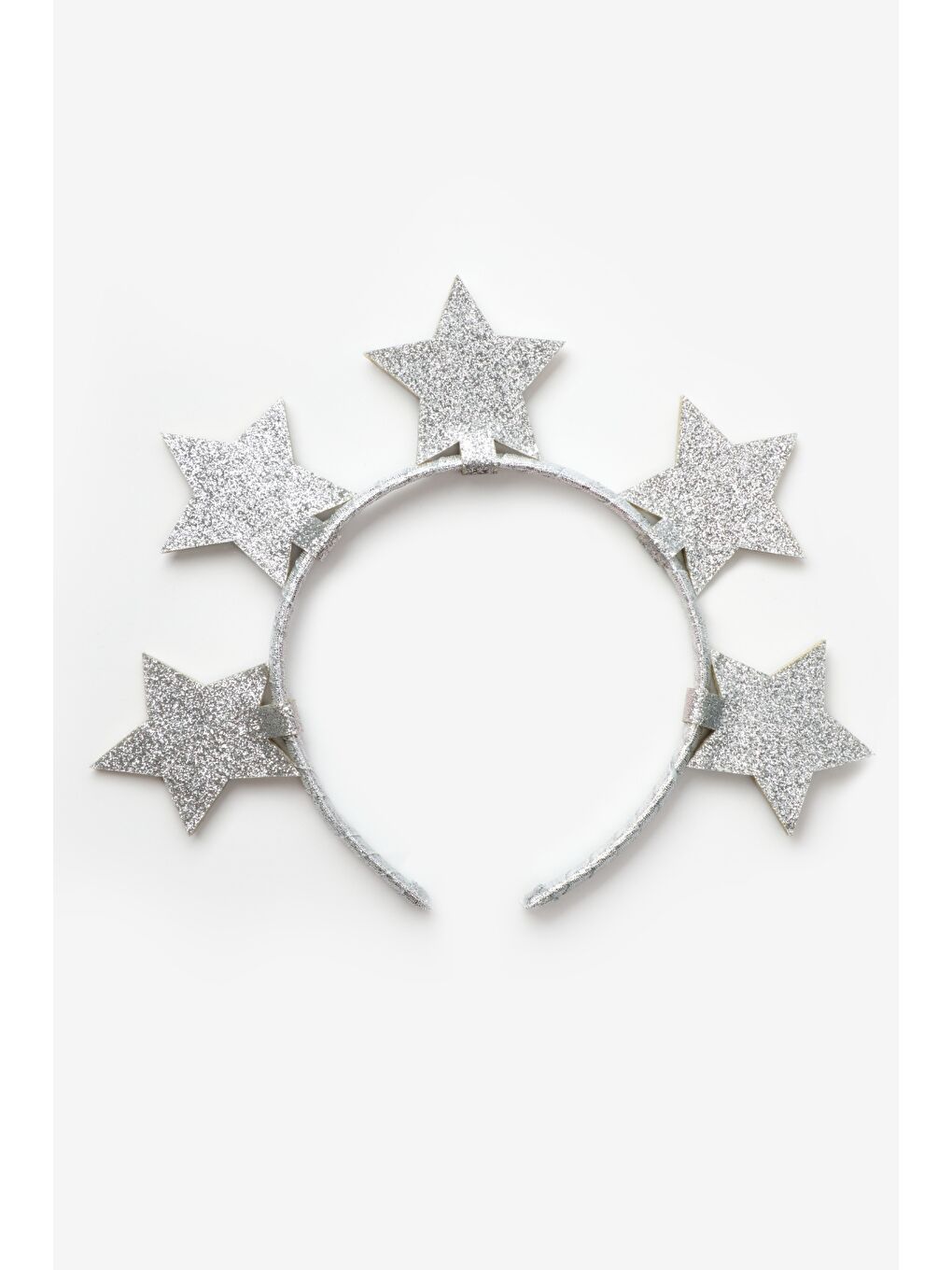 Gri Gümüş 5'li Yıldız Figürlü Kız Çocuk Taç-1