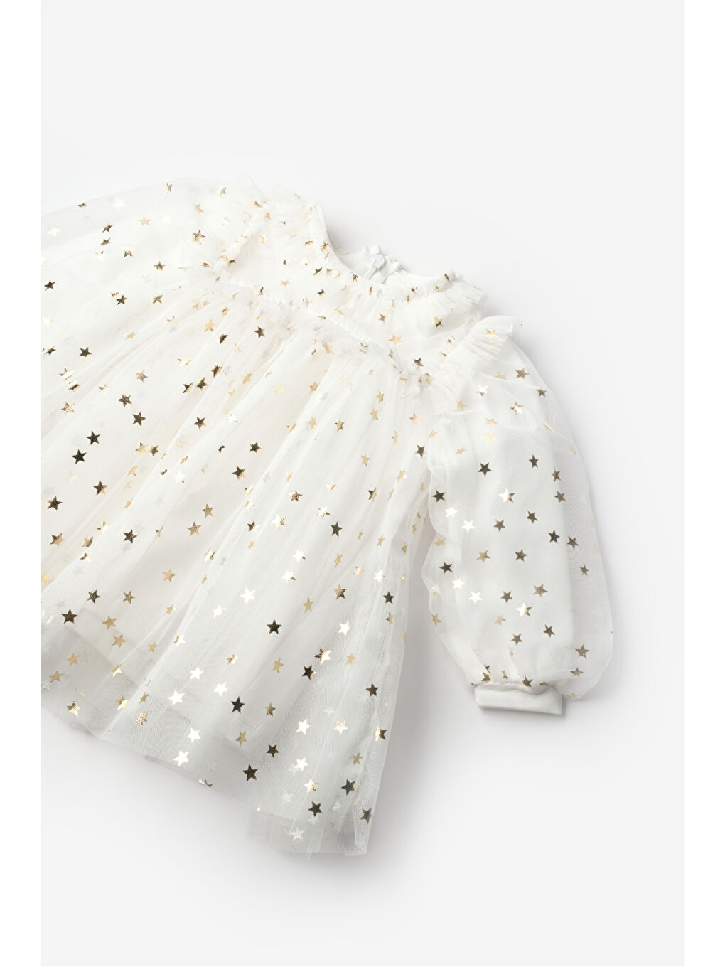 Ekru Yıldız Detaylı Kız Bebek Tül Elbise - Vanessa-2