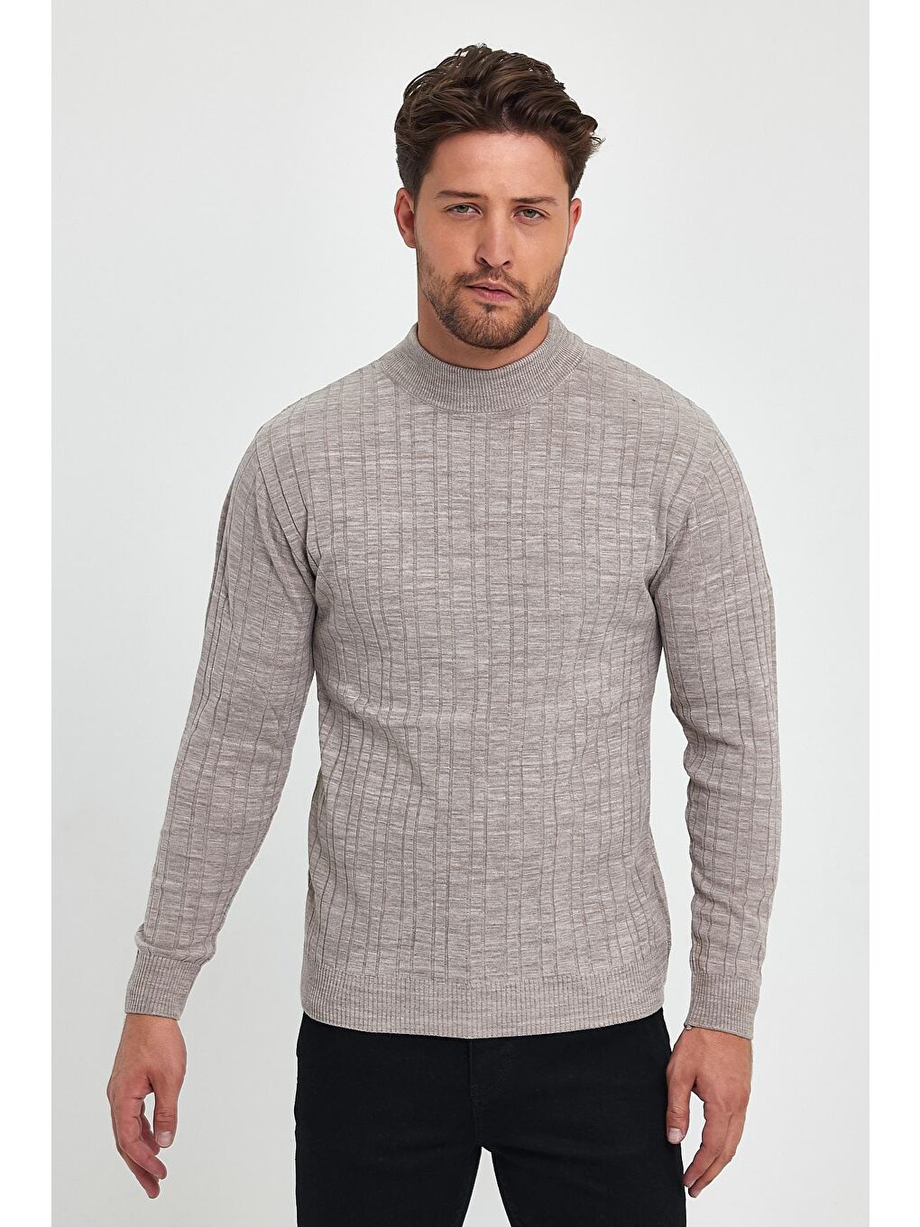 Kahverengi Erkek Balıkçı Uzun Kol Kazak