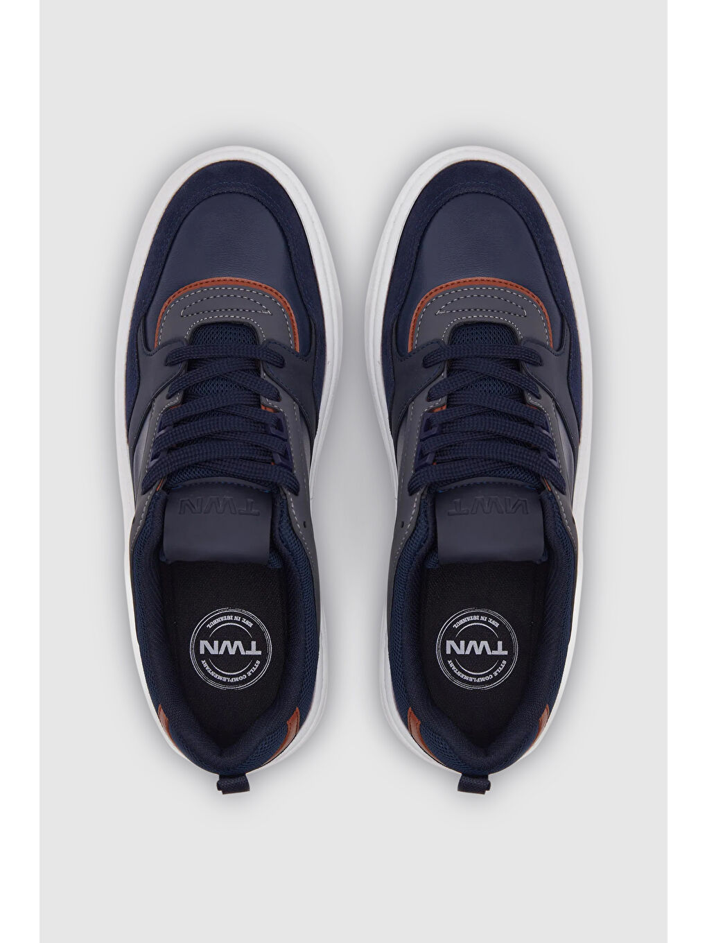Twn Lacivert Kalın Beyaz Tabanlı Bağcıklı Sneaker Ayakkabi-5