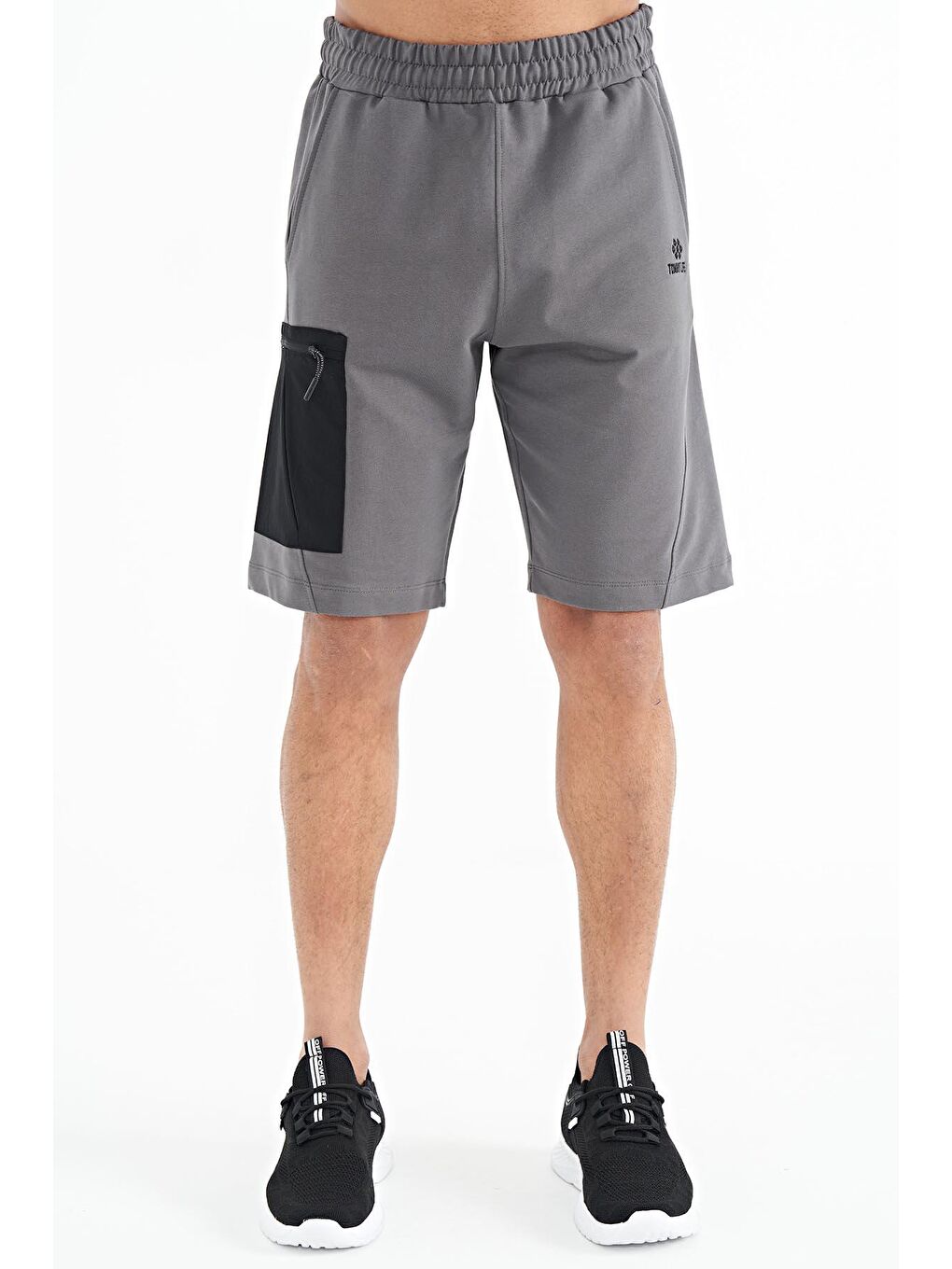 Koyu Gri Kargo Cep Detaylı Bağcıklı Standart Kalıp Erkek Şort - 81258-1