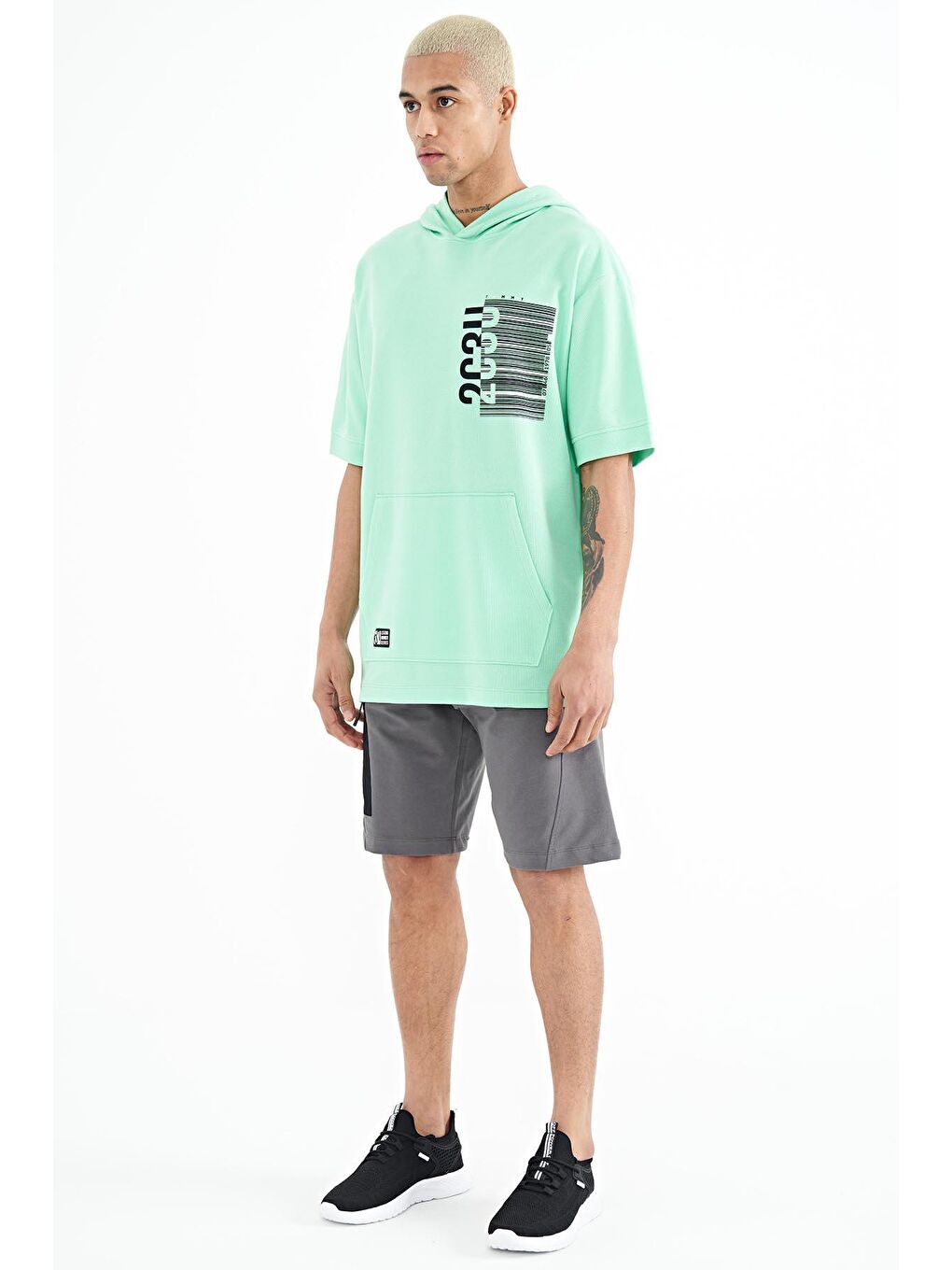 Koyu Gri Kargo Cep Detaylı Bağcıklı Standart Kalıp Erkek Şort - 81258-2