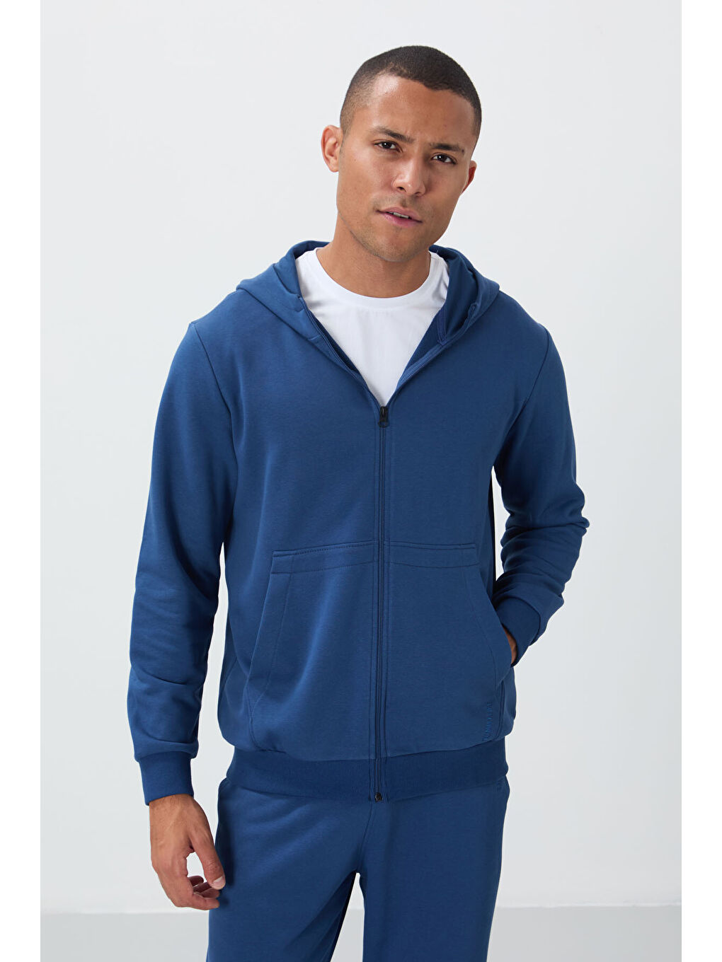 Mavi Parlament Kompakt Pamuklu Kalın Pürüzsüz Dokulu Kapüşonlu Comfort Fit Erkek Eşofman Takım   85262-4