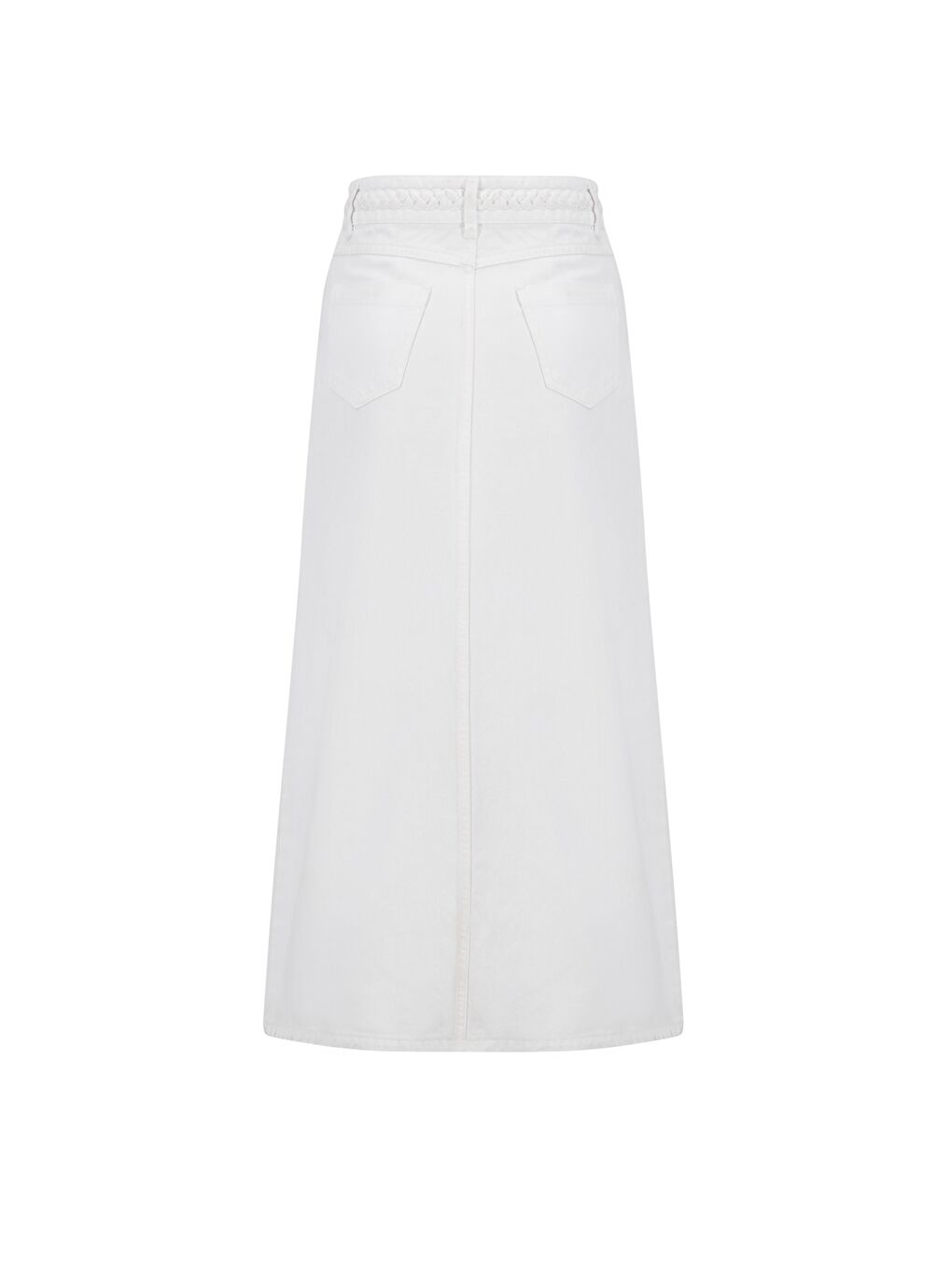 Örgü Detaylı Denim Etek 25Yd9122 Beyaz-5