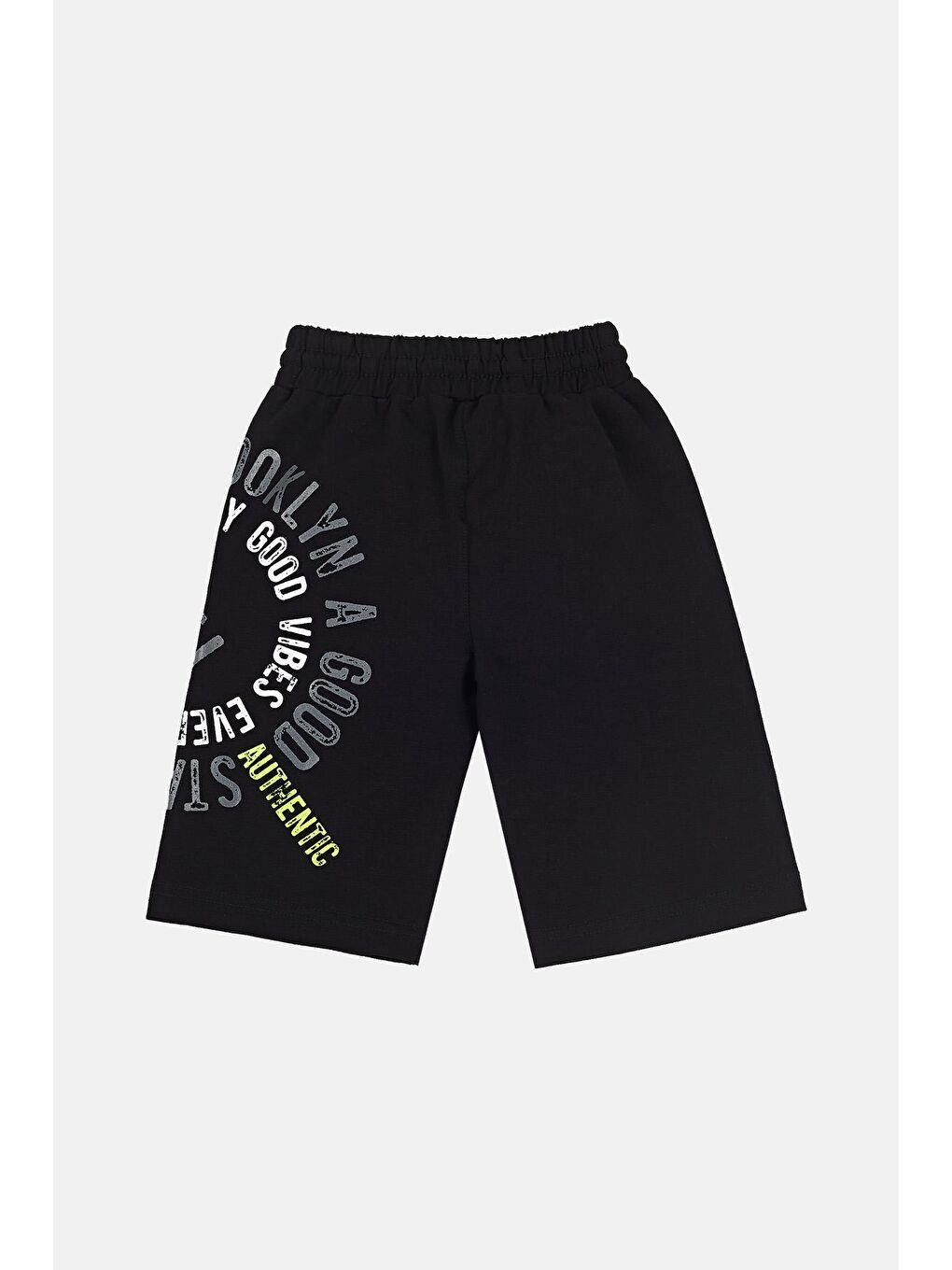 Siyah Pamuklu Baskılı Belden Bağlamalı Cepli Kapri 599140-1