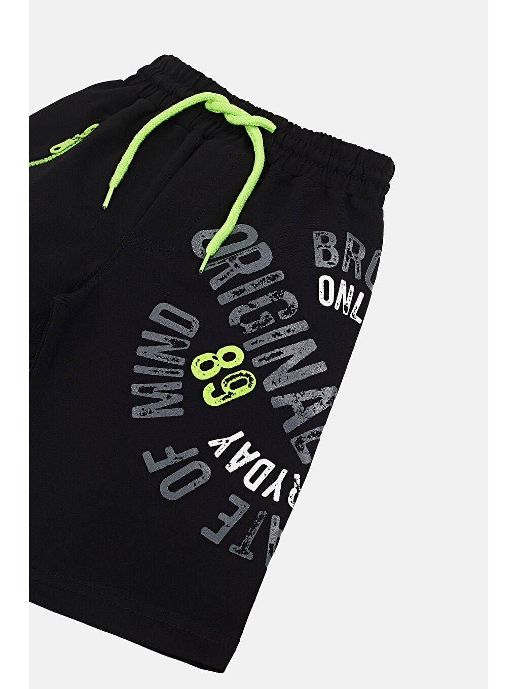 Siyah Pamuklu Baskılı Belden Bağlamalı Cepli Kapri 599140-2