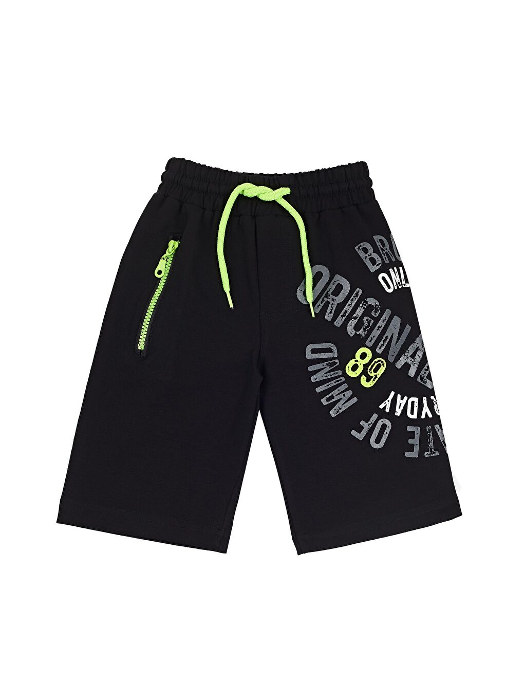 Siyah Pamuklu Baskılı Belden Bağlamalı Cepli Kapri 599140-3