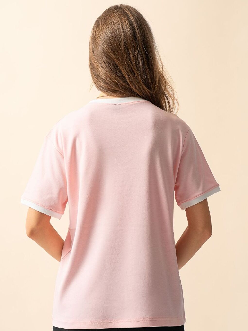 Kadın Pembe Penye İnterlok Tişört-1