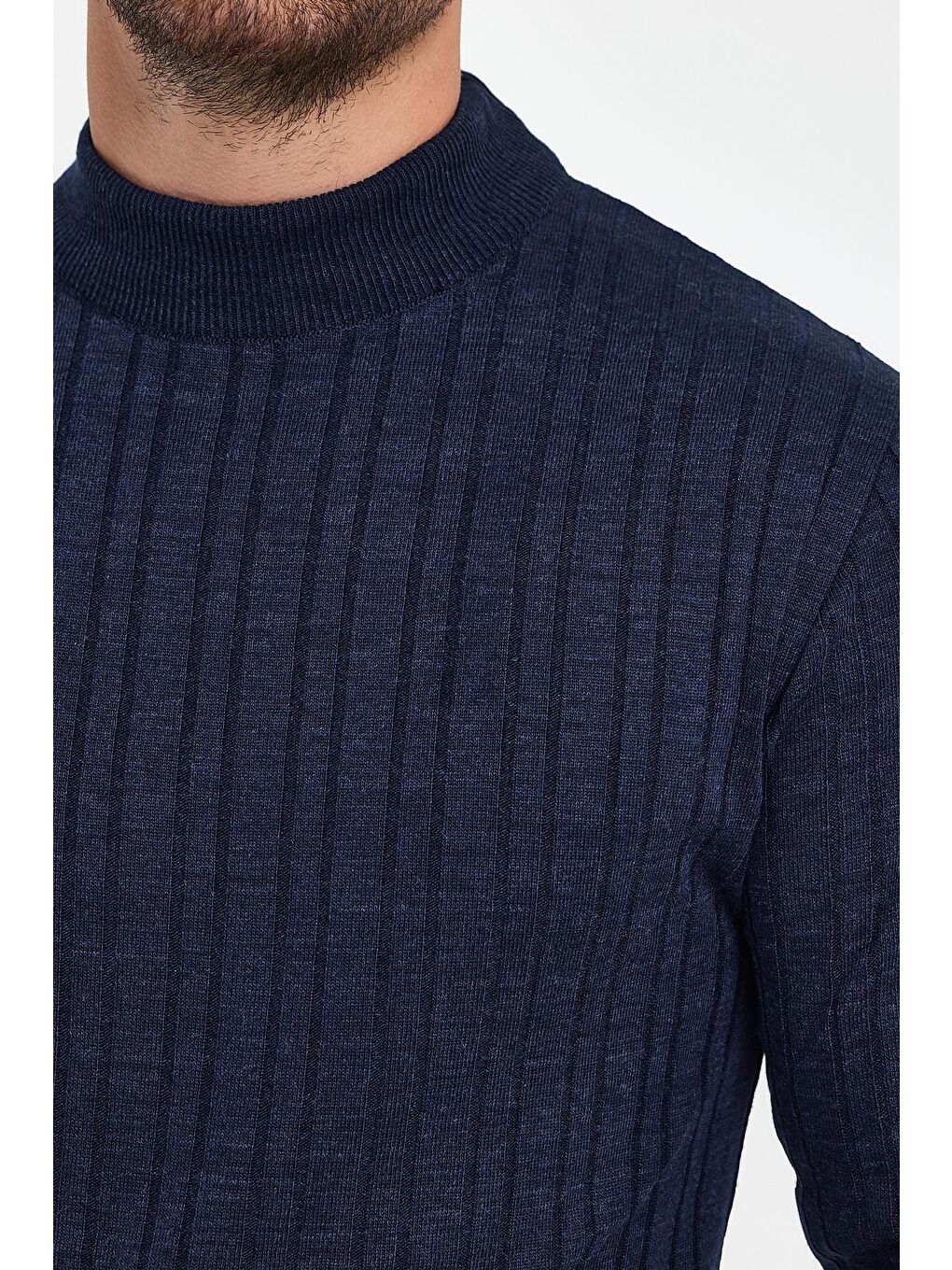 Lacivert Erkek Balıkçı Uzun Kol Kazak-2