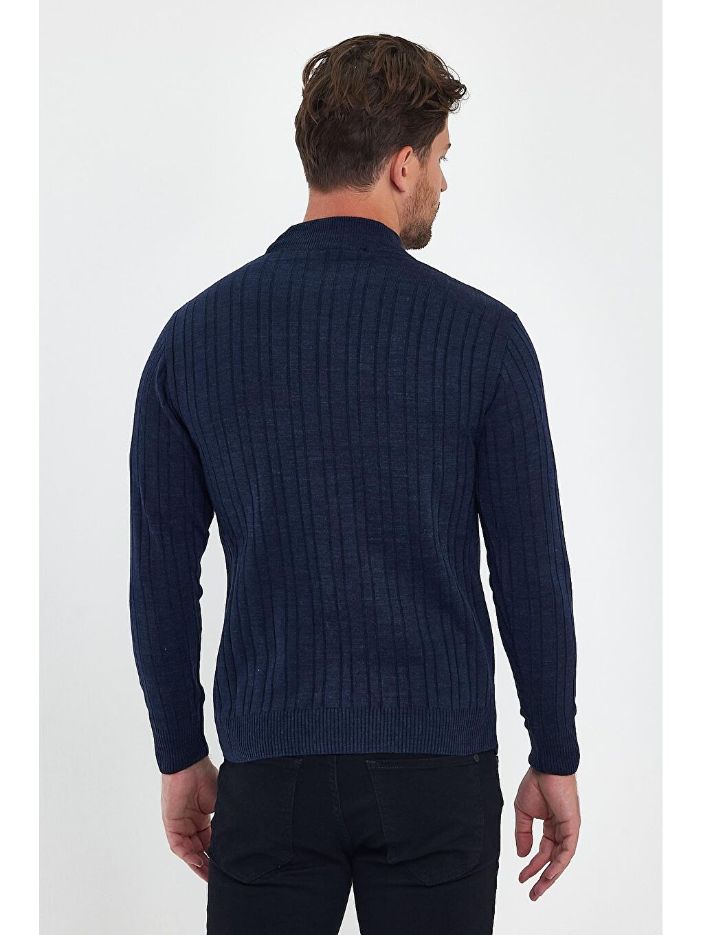 Lacivert Erkek Balıkçı Uzun Kol Kazak-4