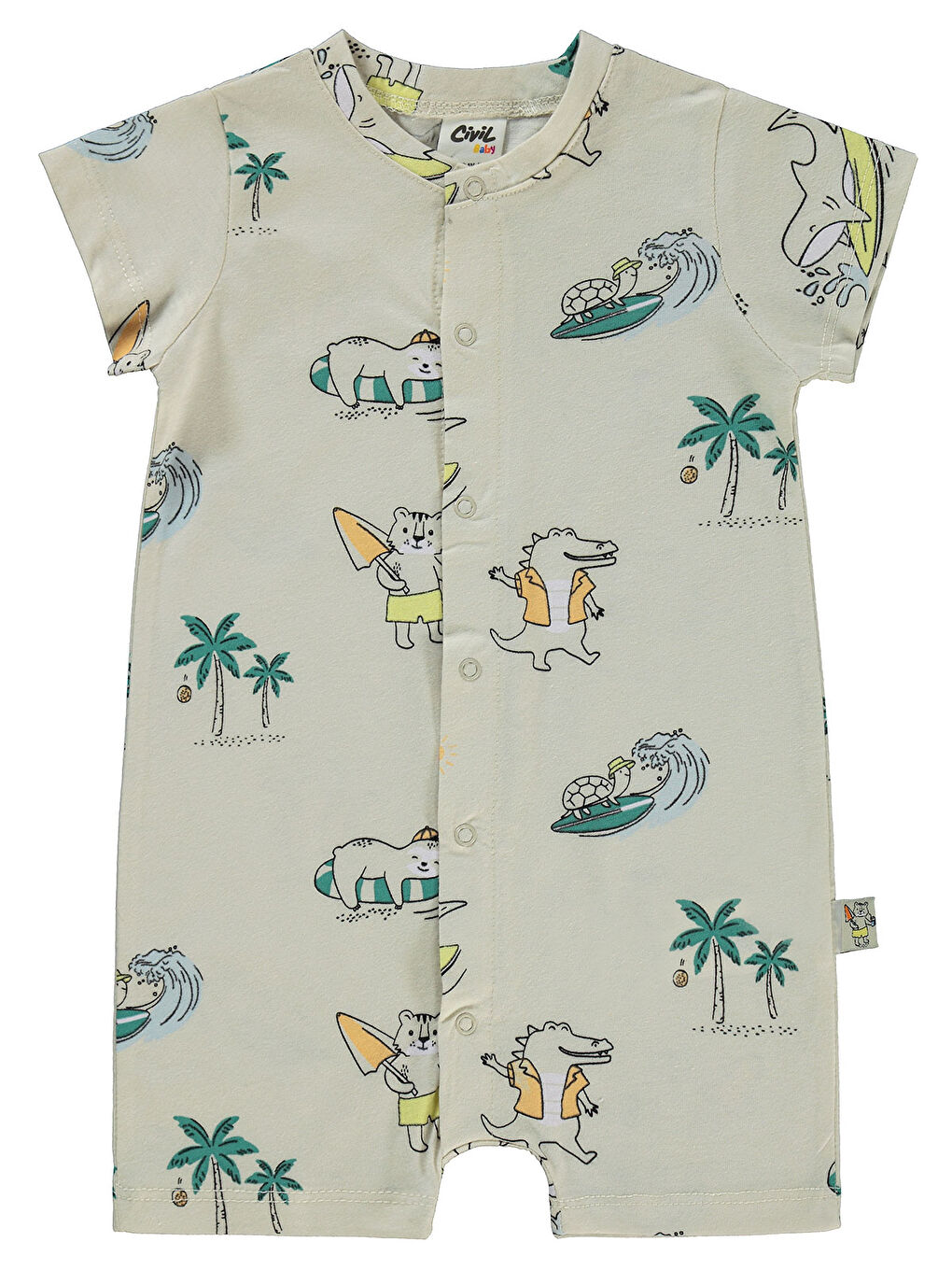 Bej Baby Erkek Bebek Patiksiz Tulum 6-18 Ay Taş Rengi