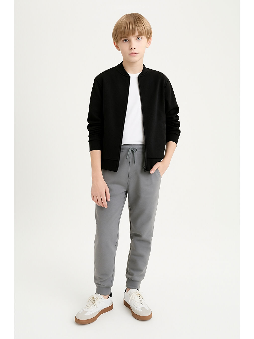 Gri Erkek Çocuk Basic Jogger Paça Okul Eşofman Altı AK-2350-1