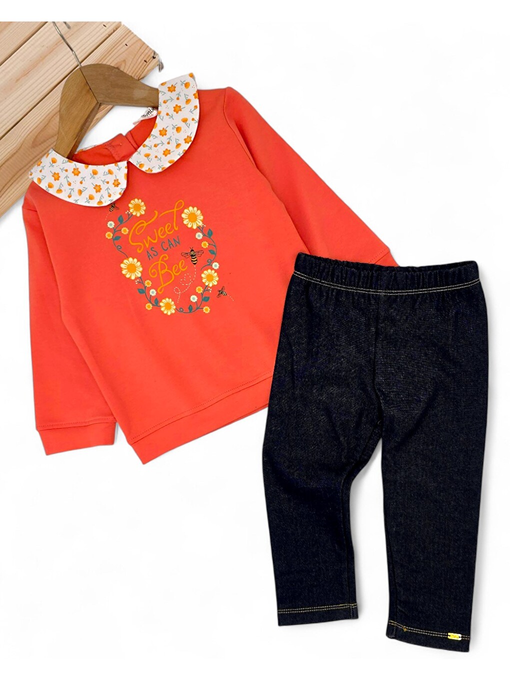 Kırmızı Kız Bebek 6-9-12-18-24 Aylık Bebe Yakalı, Pantalonlu Bebek Takımı-1