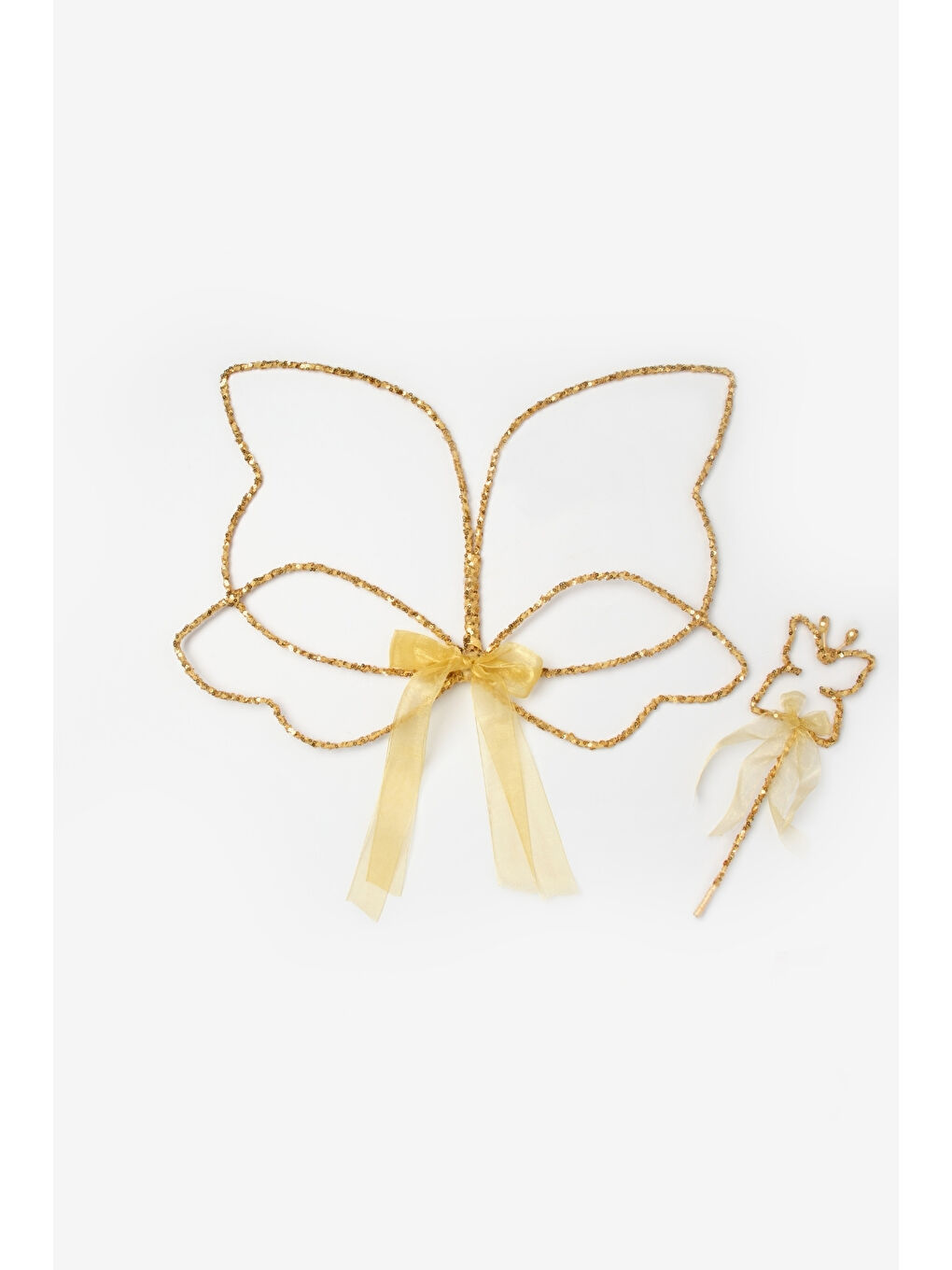 Sarı Altın Pullu 2'li Kelebek Kanat Asa Set-2