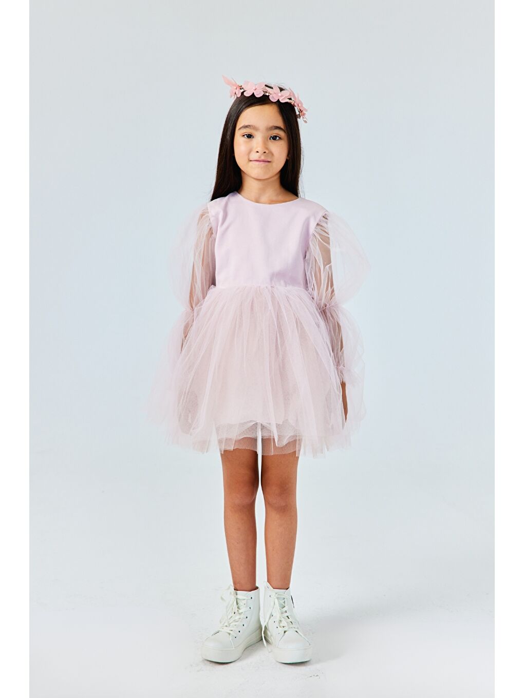 Pembe Pudra Kelebek Kanatlı Kız Çocuk Elbise - Kate-2