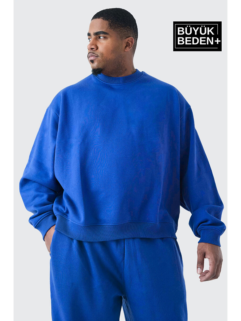 Mavi Erkek Büyük Beden Bisiklet Yaka ince Sweatshirt SPR24BSW56-1