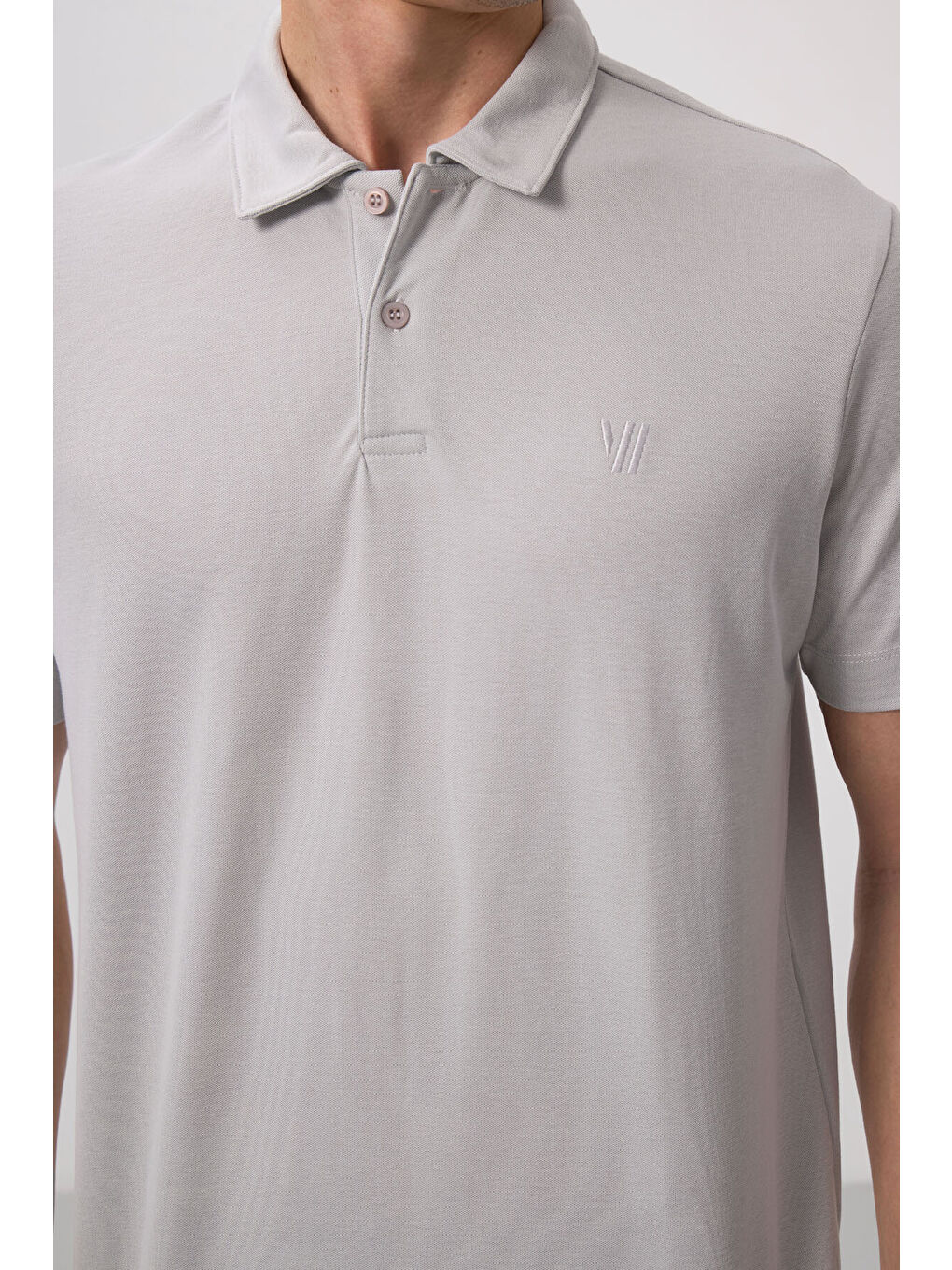 Bej Taş Basic Göğüs Logolu Standart Kalıp Triko Polo Yaka Erkek Tişört - 87768-4