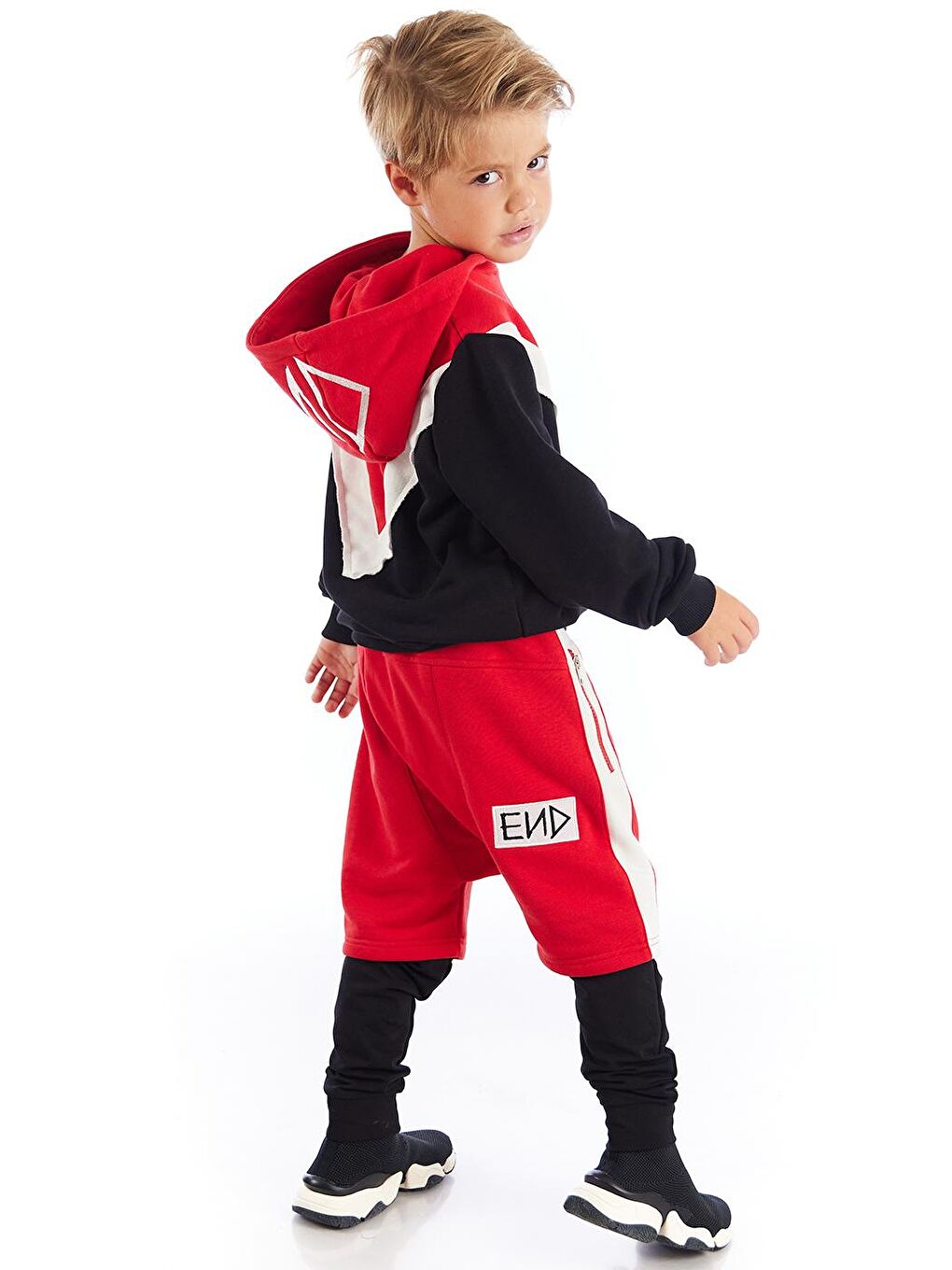Kırmızı End Nakışlı Erkek Çocuk Şort Pantolon-1