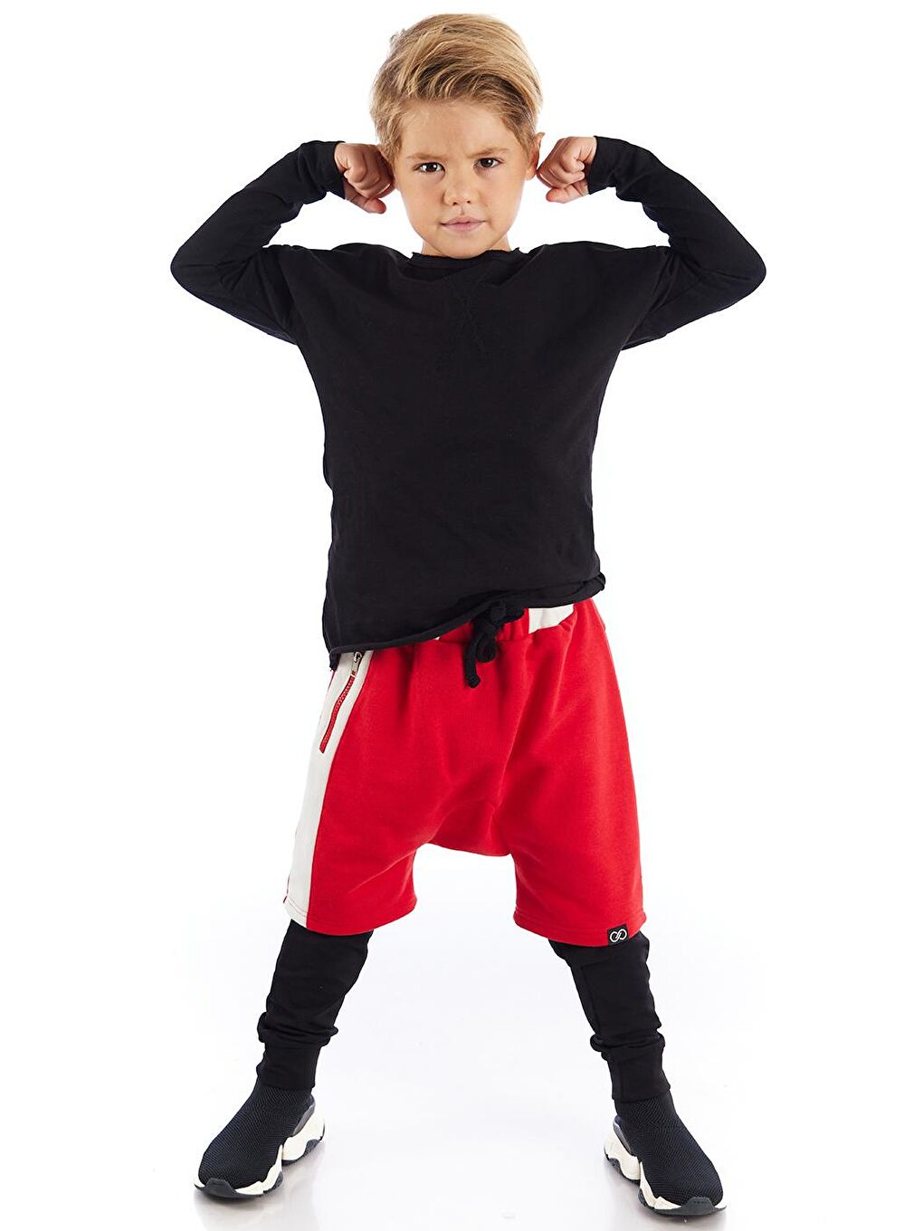 Kırmızı End Nakışlı Erkek Çocuk Şort Pantolon-2