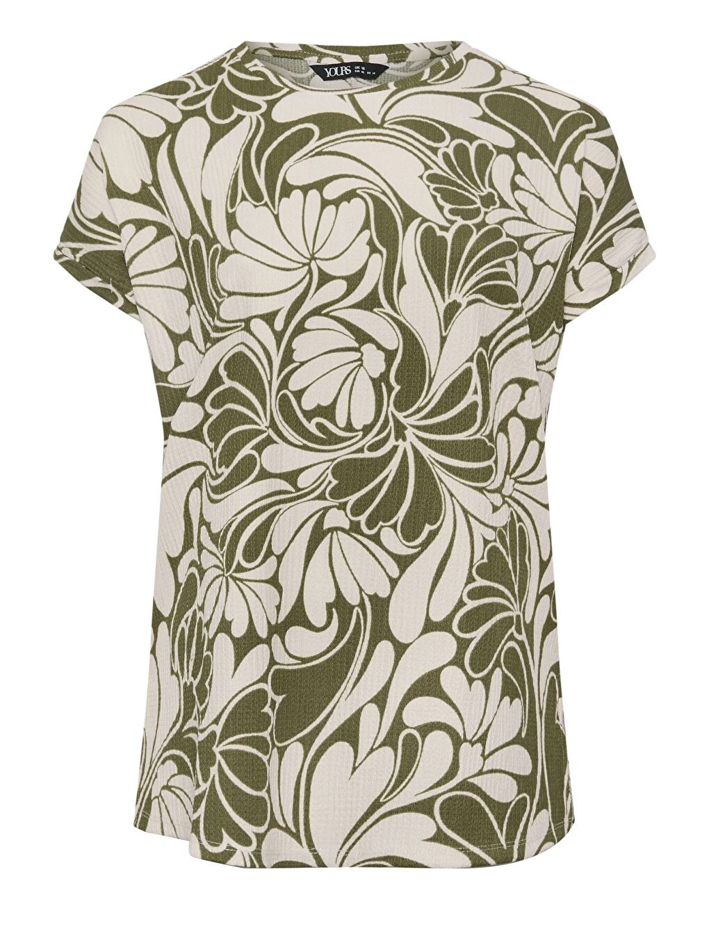 Yeşil Büyük Beden Bisiklet Yaka Kısa Kollu Desenli Bluz 321994-5