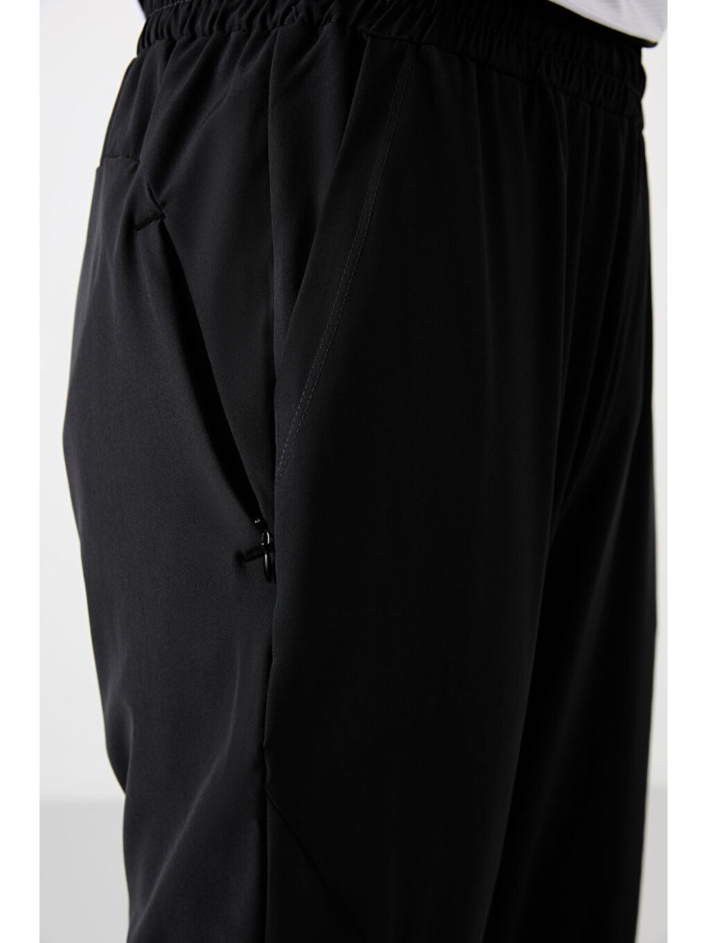 Siyah Polyester İnce Yumuşak Comfort Fit Erkek Eşofman Alt - 82119-6