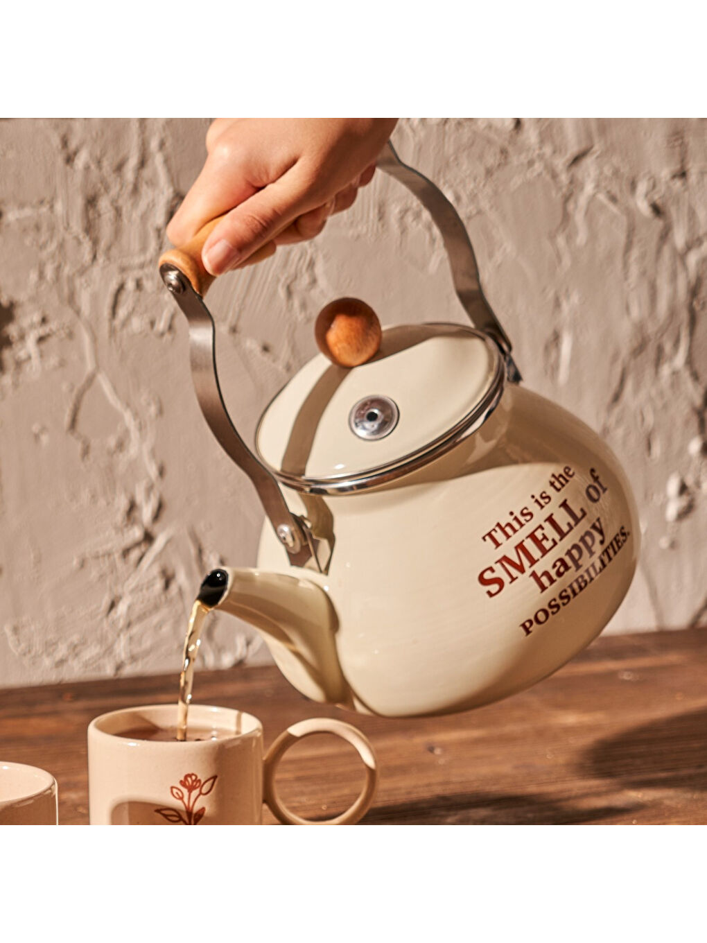 Ekru Cozy Emaye Demlik Krem (2 lt)-5