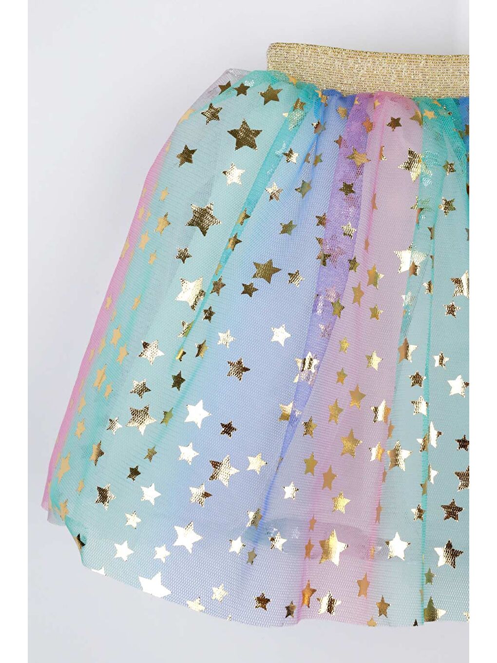 Karışık Çok Renkli Yıldız Baskılı Kız Çocuk Tül Etek - Pauline-2