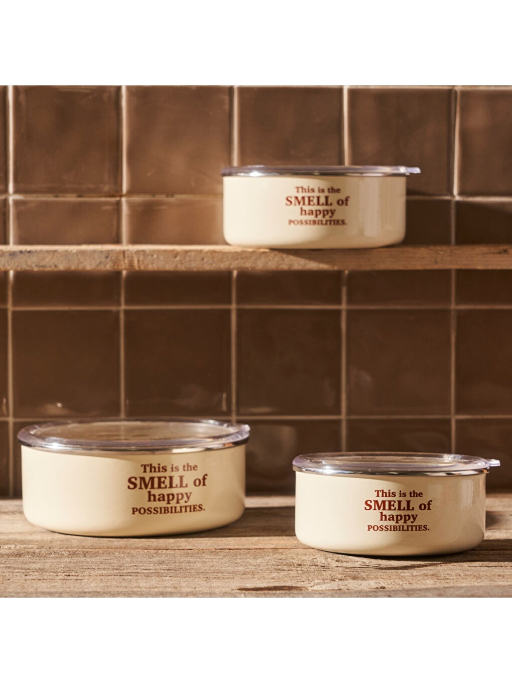 Ekru Cozy 3'lü Emaye Saklama Kabı Seti Krem-5