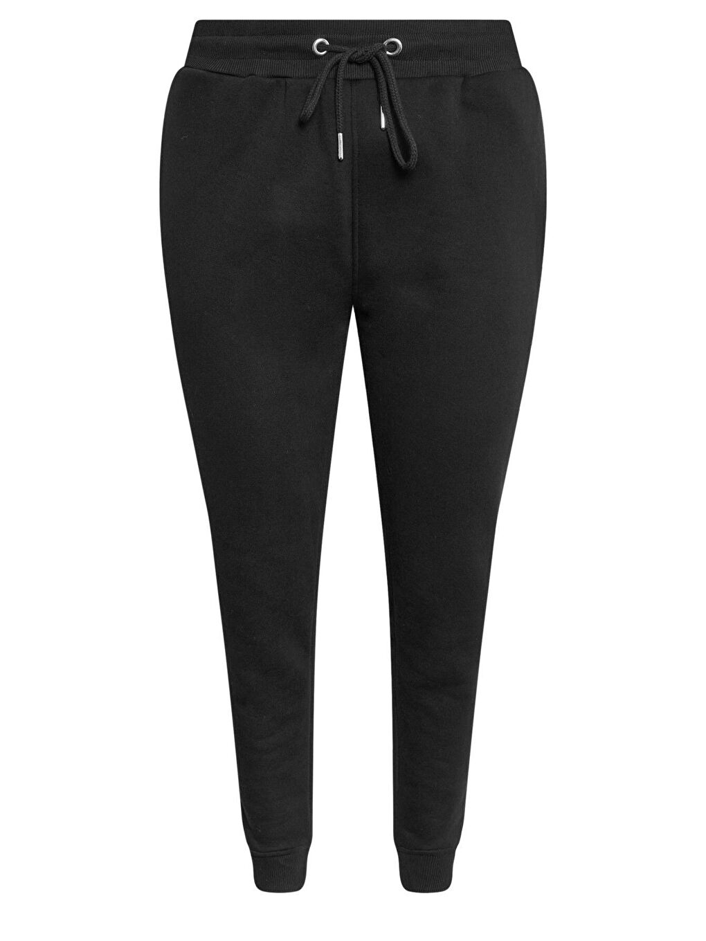 Siyah Büyük Beden Beli Ve Paçası Lastikli Dar Paça Jogger Eşofman Altı 302754-5
