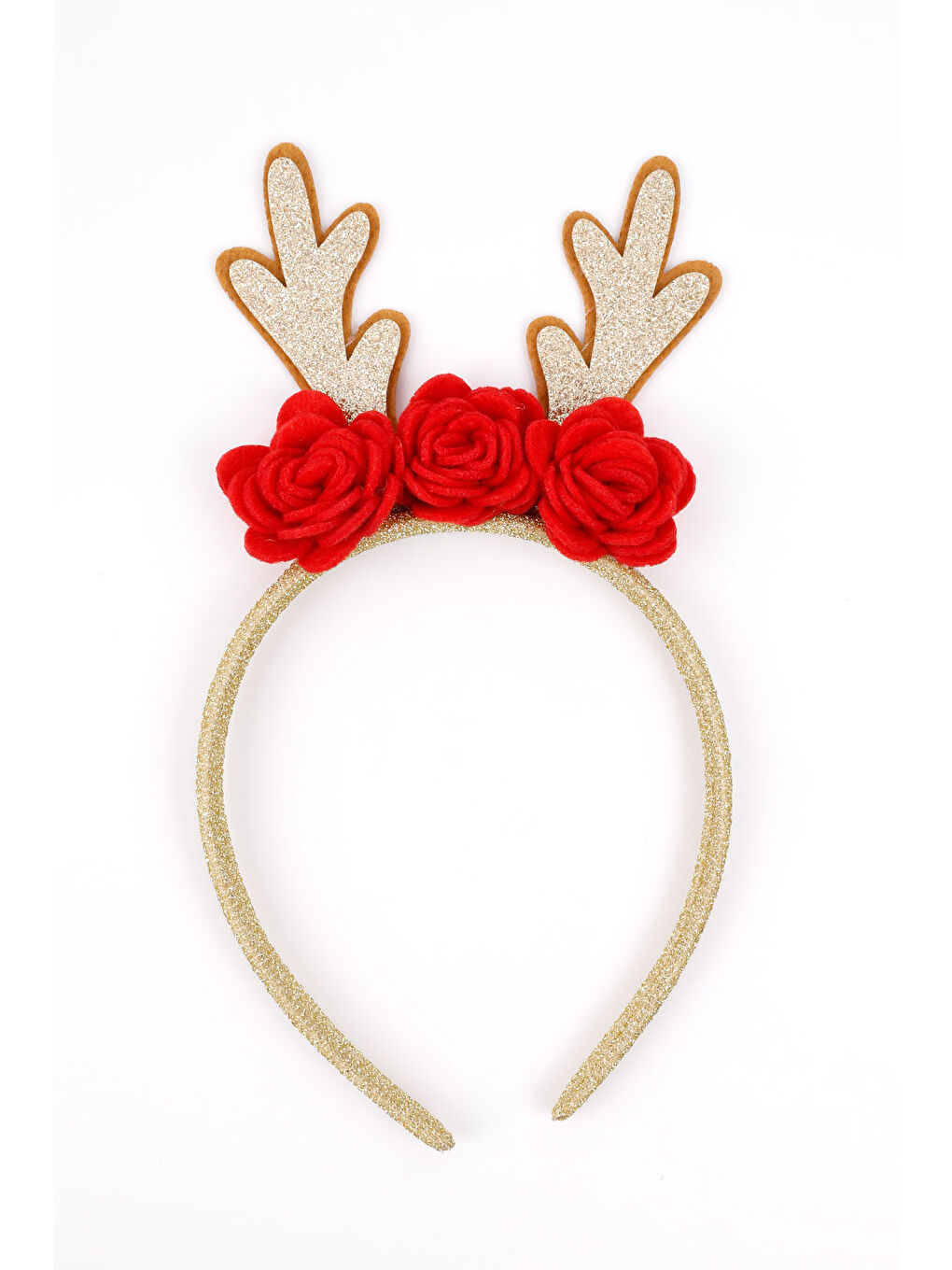 Kırmızı Gül Detaylı Geyik Boynuzu Kız Çocuk Taç-1