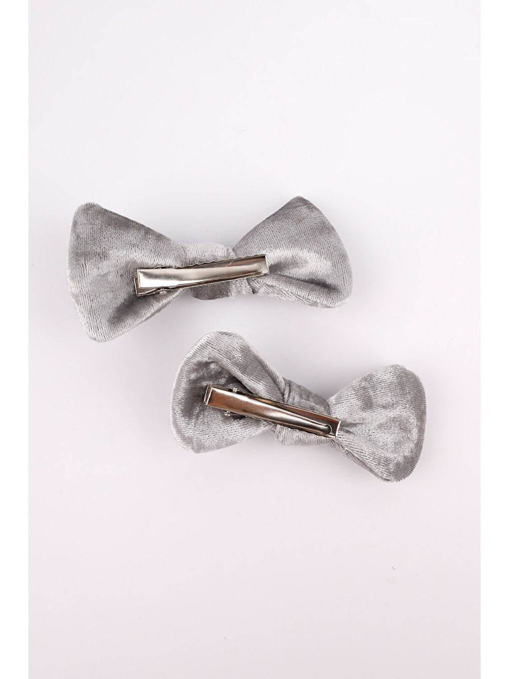 Gri 2'li Kadife Kız Çocuk Klips Toka-2