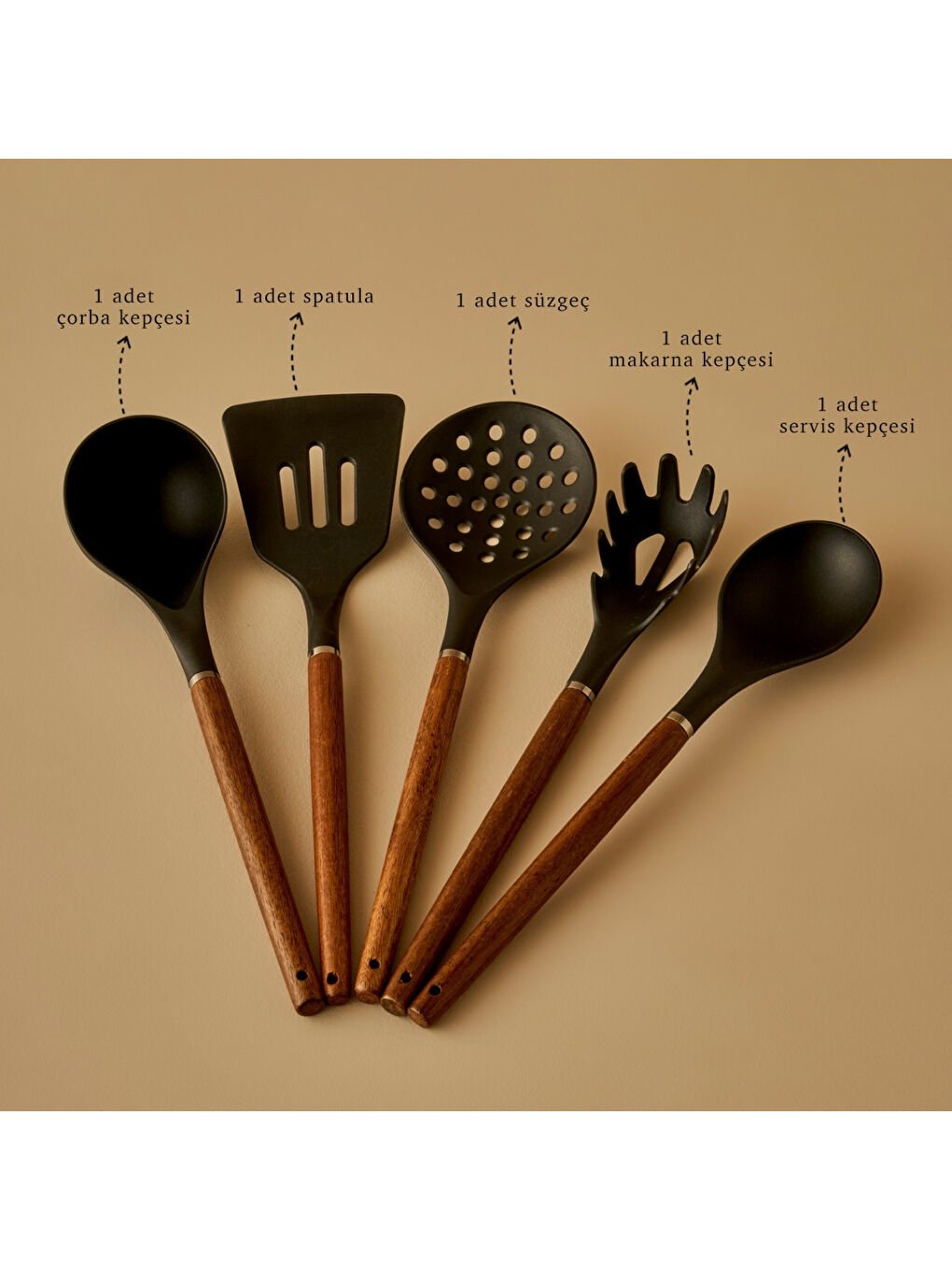 Golby 5 Parça Mutfak Servis Seti Siyah