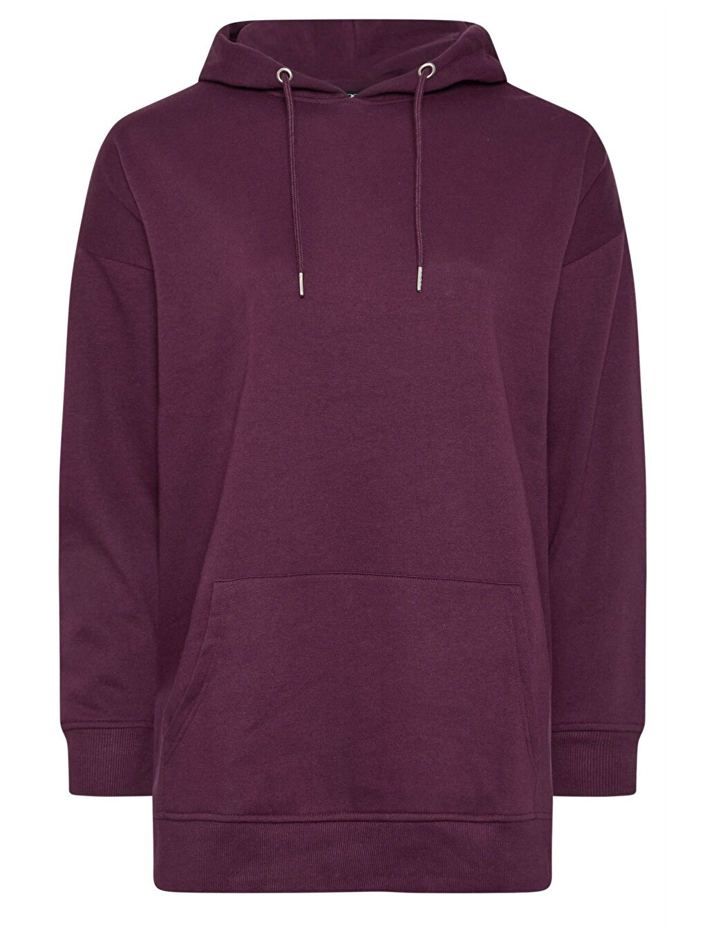 Bordo Büyük Beden Yumuşak Dokulu Kapüşonlu Uzun Kollu Cepli Sweatshirt 126622-5