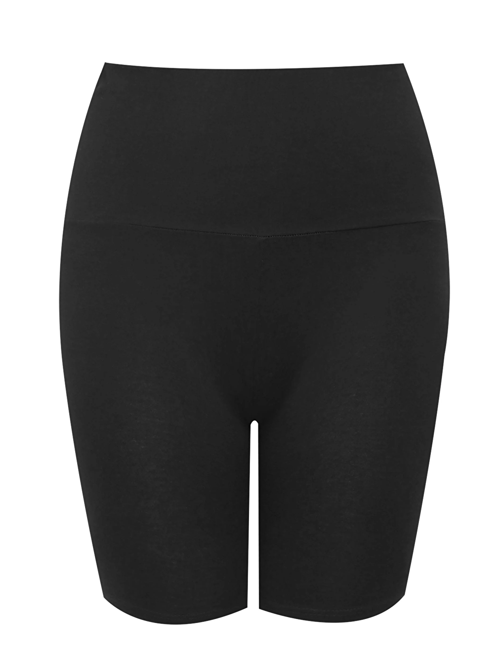 Siyah Büyük Beden Yumuşak Dokulu Toparlayıcı Kısa Kesim Bisiklet Şortu 054967-6