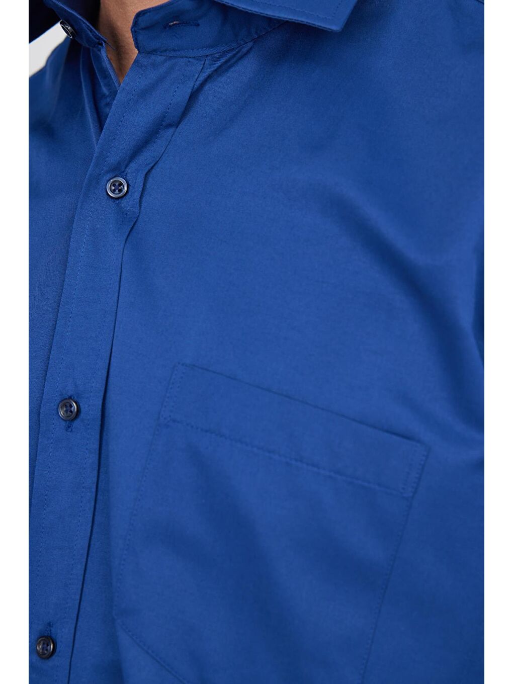 Erkek Regular Fit Klasik Kesim Pamuklu Düz Lacivert Gömlek-2