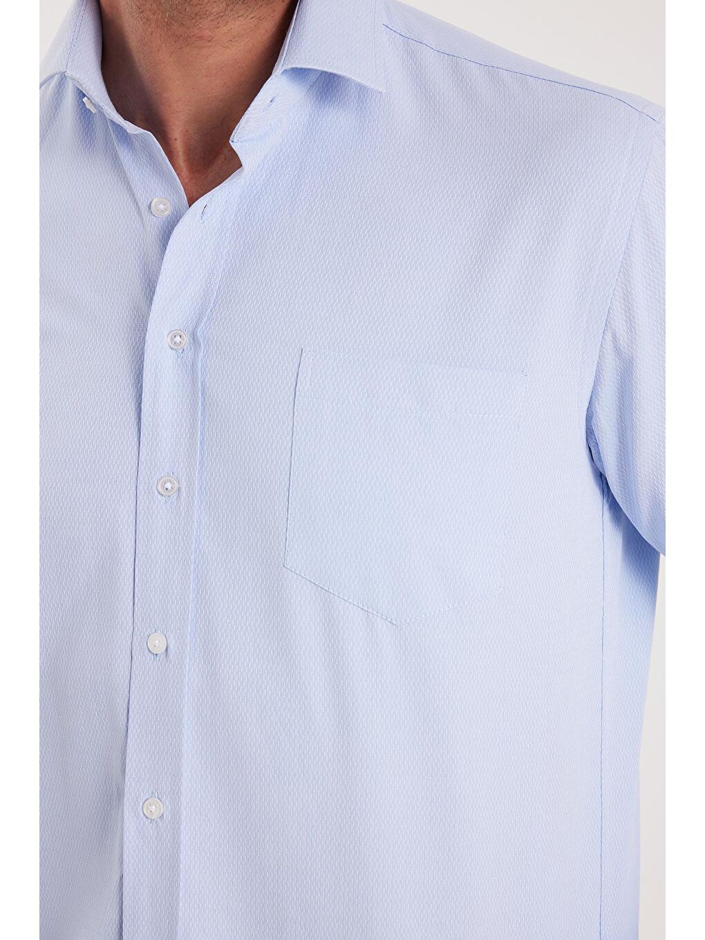 Erkek Regular Fit Klasik Kesim Desenli Mavi Gömlek-2